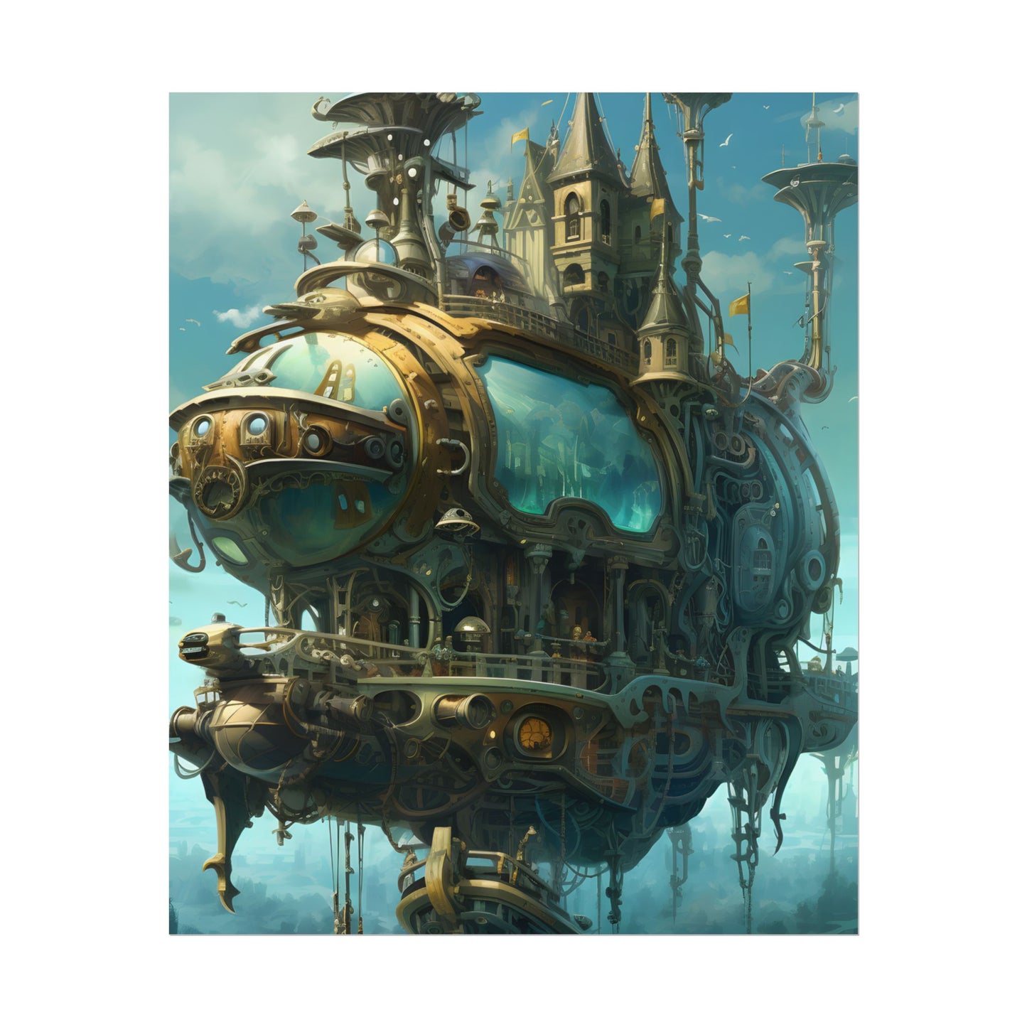 Steampunk Oceanic Adventure: A Crew's Journey Through Mechanical Tides - Poster