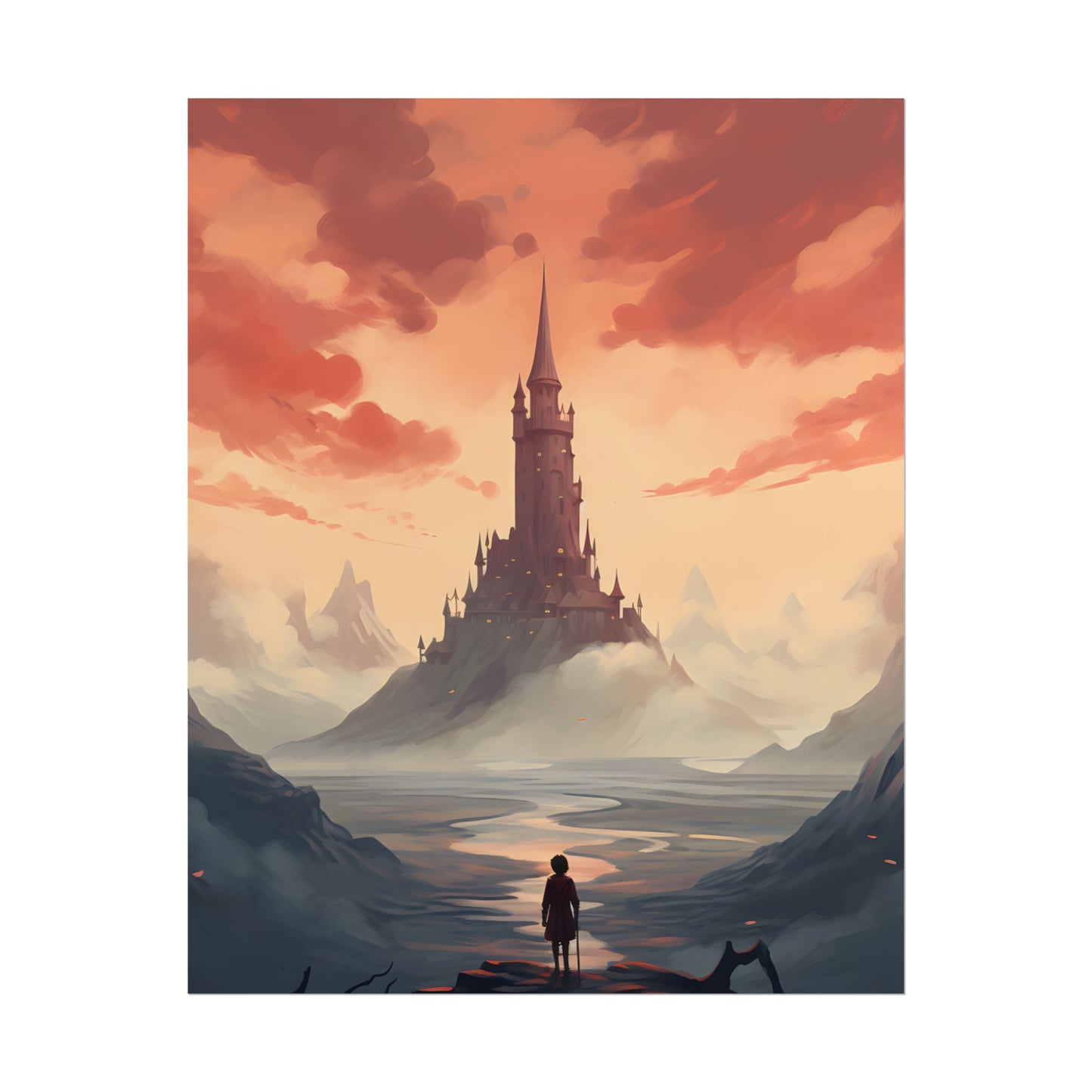 Winter Wonderland: Vibrant Snow-covered Scene with Cozy Red House - Poster