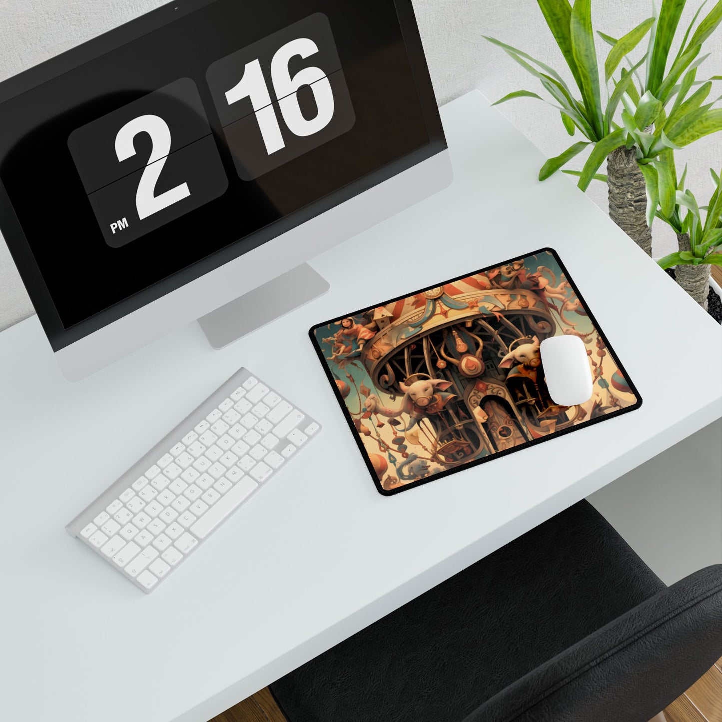 Whimsical Clockwork Circus: A 6 in Wonder - Desk Mat