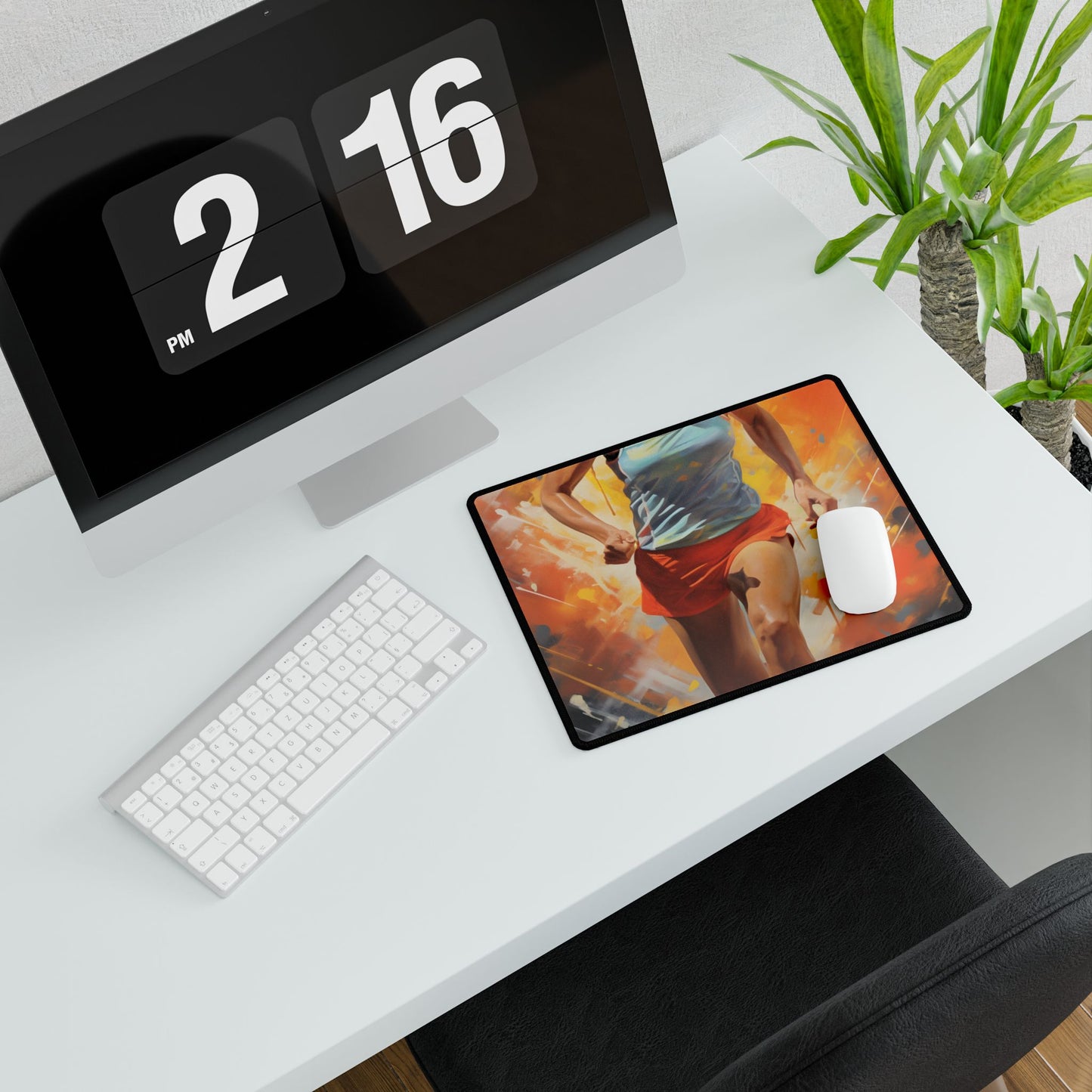 Passionate Athlete: Motivational Portrait of a Dedicated Man - Desk Mat