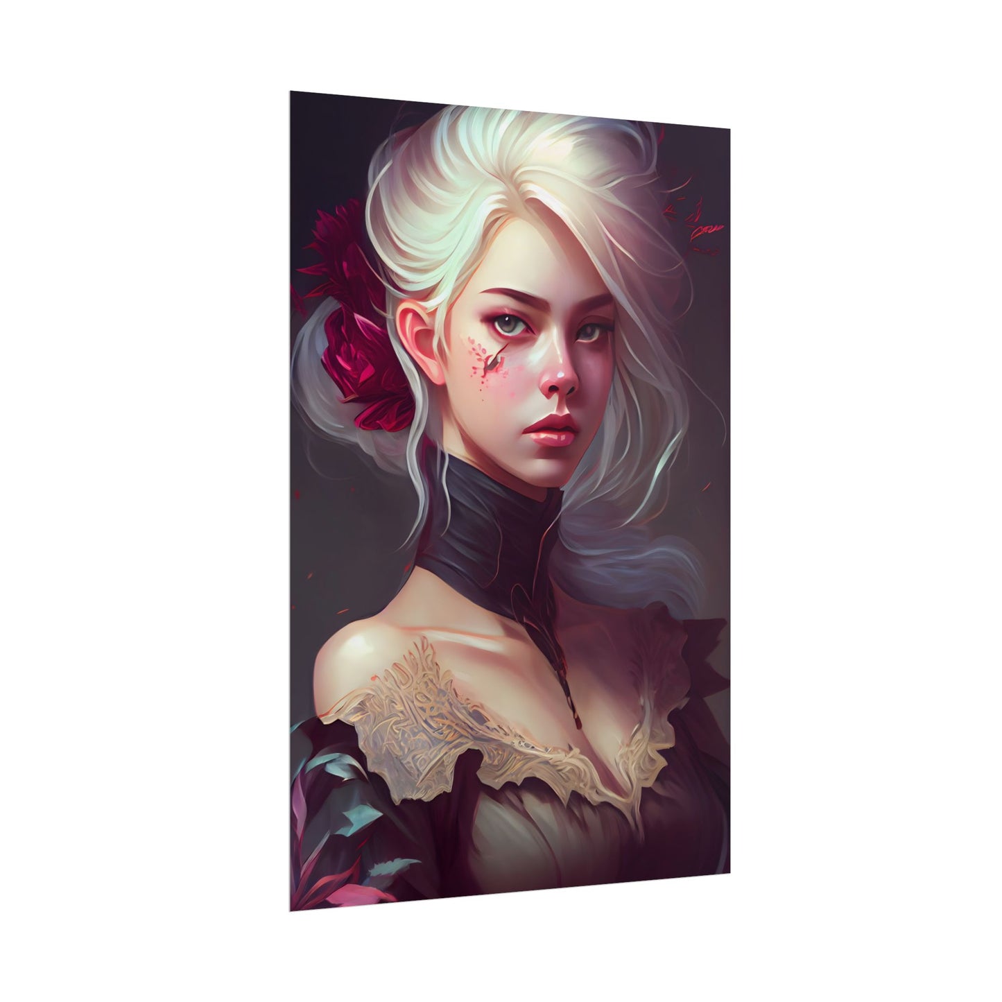 Blonde Beauty in Nature: Realistic Portrait Art - Poster