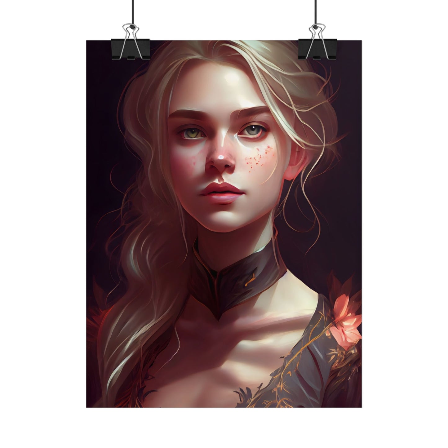 Astonishing Blonde Portrait: Artistic Beauty in Darkness - Poster