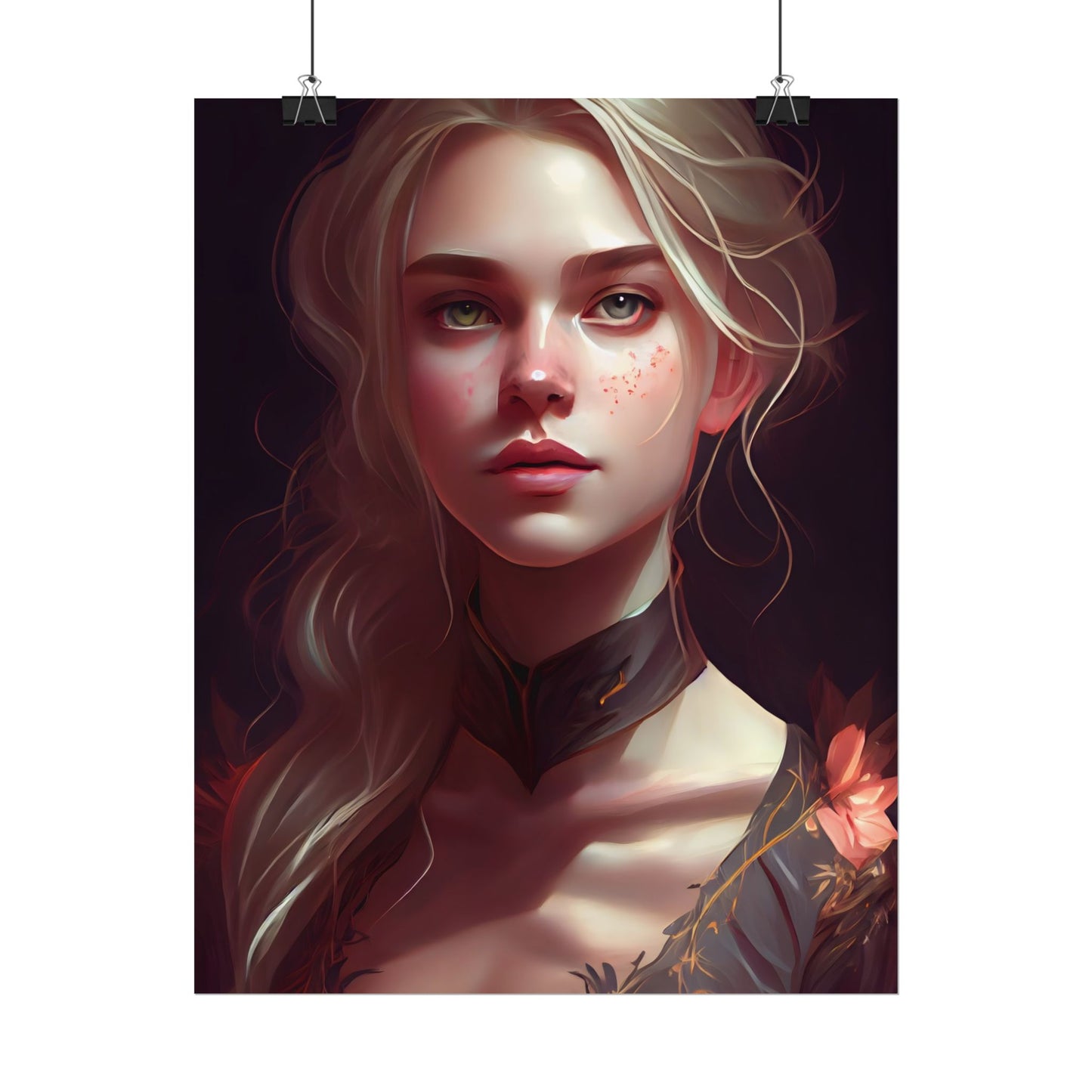 Astonishing Blonde Portrait: Artistic Beauty in Darkness - Poster