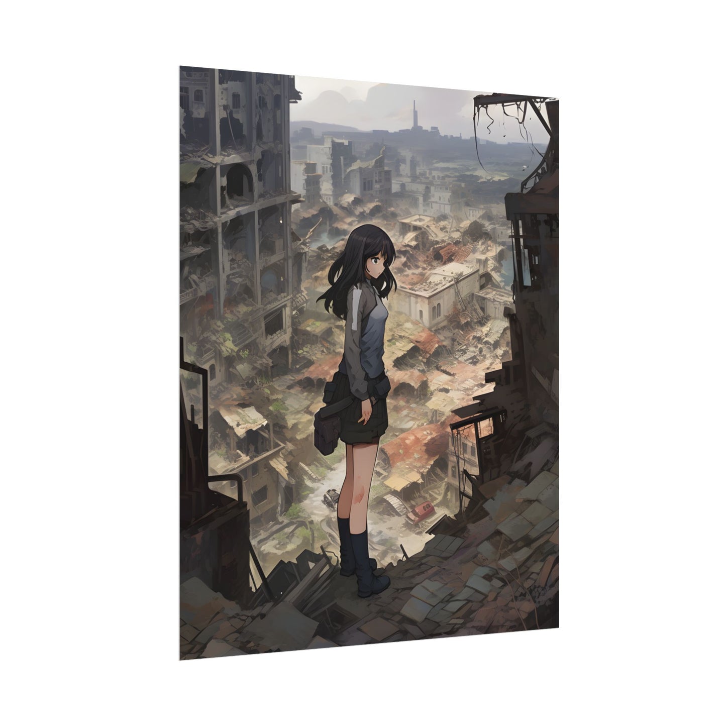 Dramatic Anime Scene: Detailed Bird's Eye View - Poster