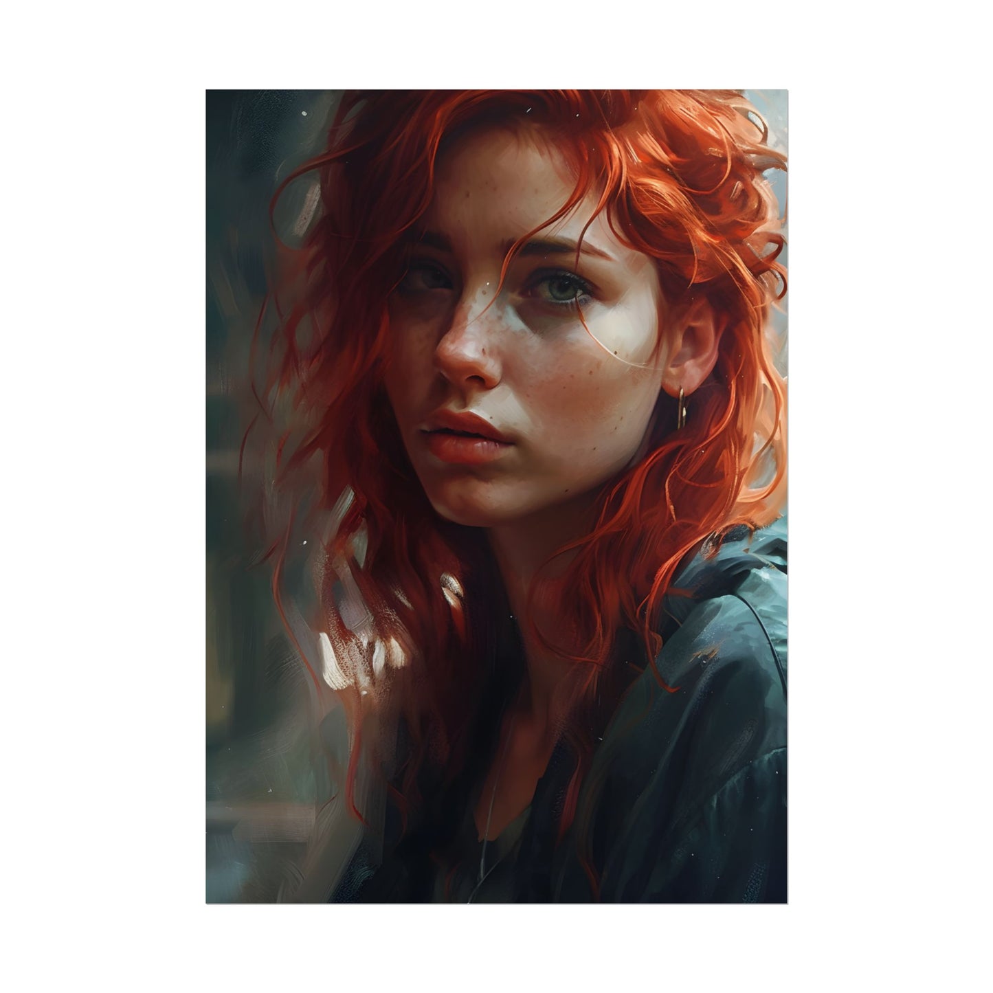 Astonishing Redhead Portrait: Realistic Artwork - Poster
