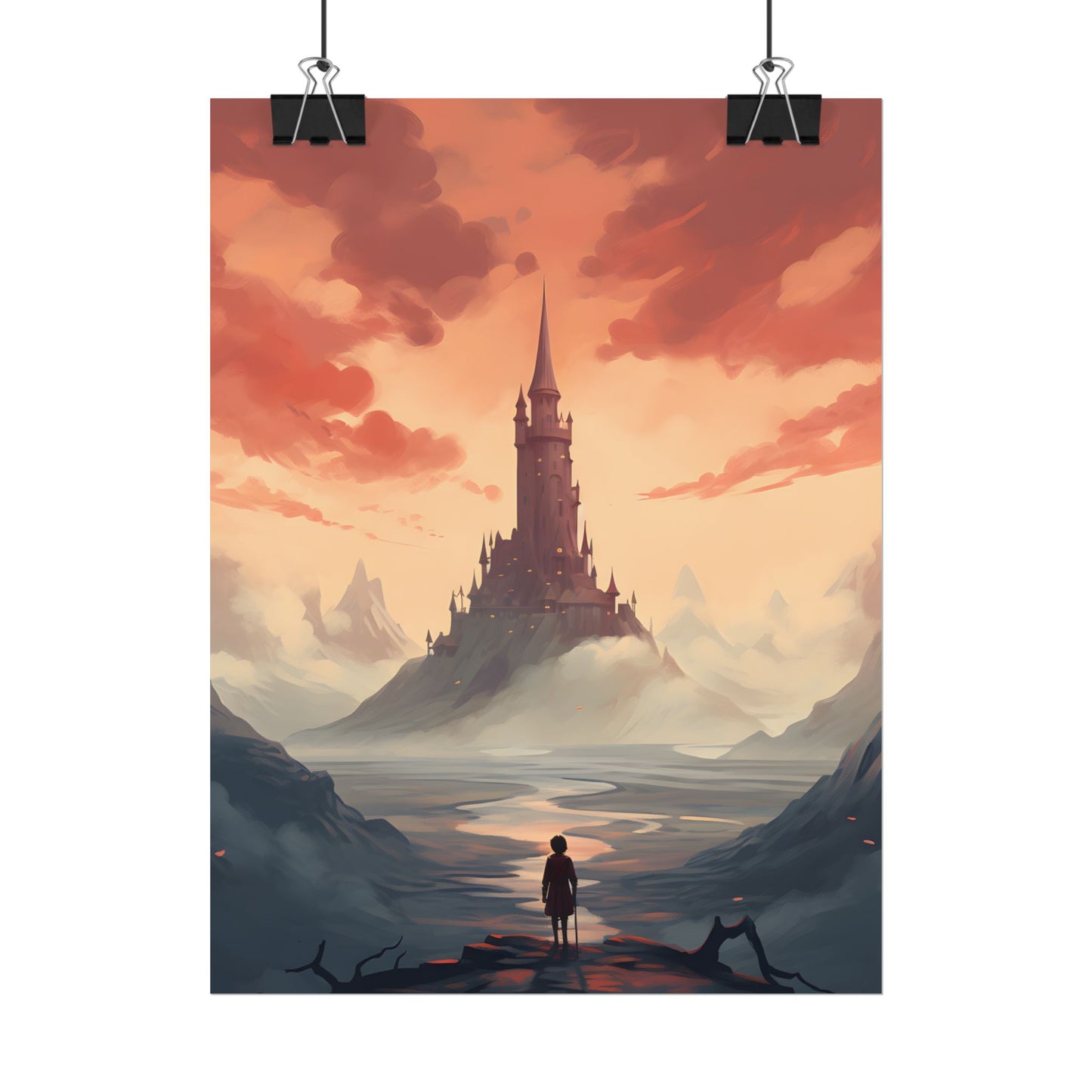 Winter Wonderland: Vibrant Snow-covered Scene with Cozy Red House - Poster