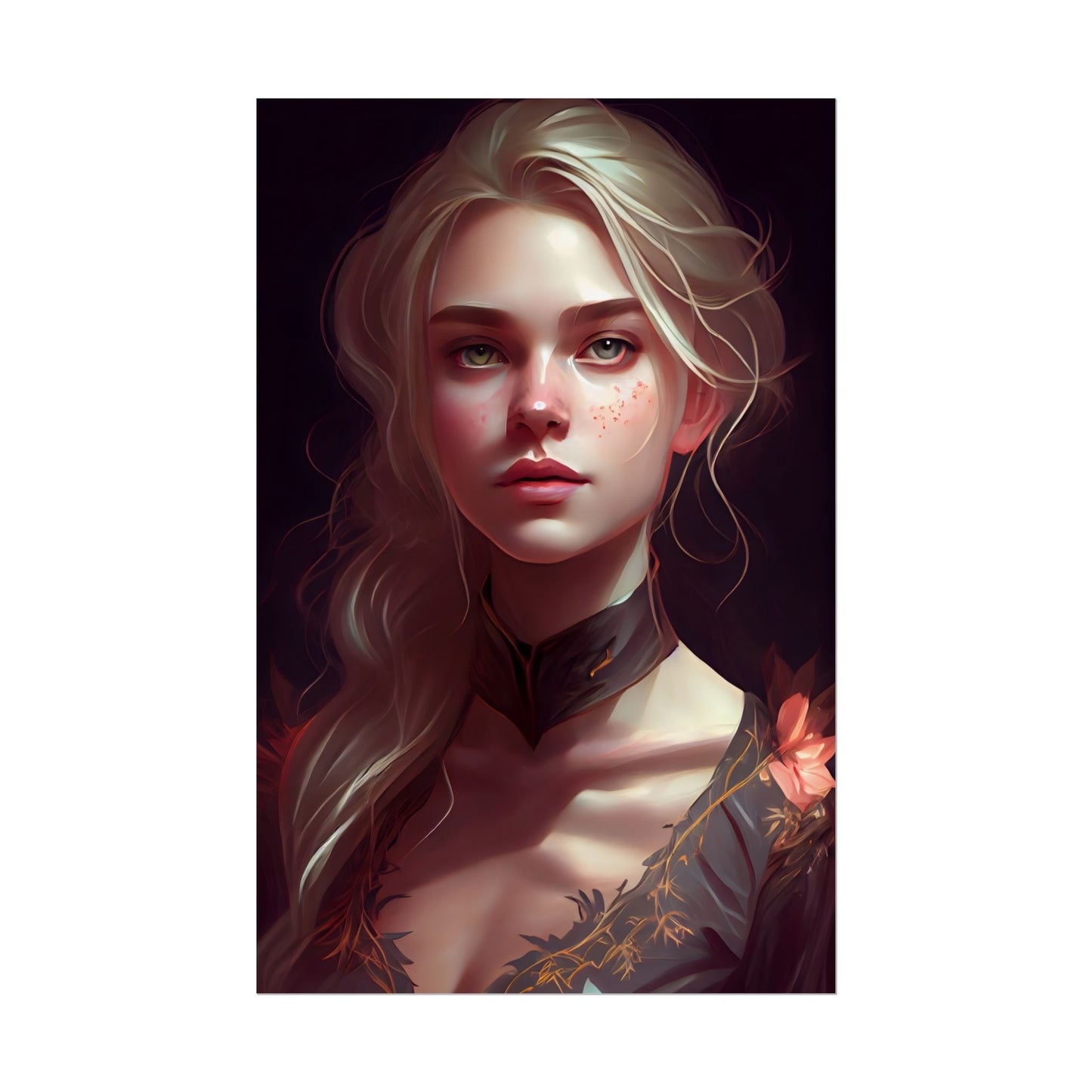 Astonishing Blonde Portrait: Artistic Beauty in Darkness - Poster