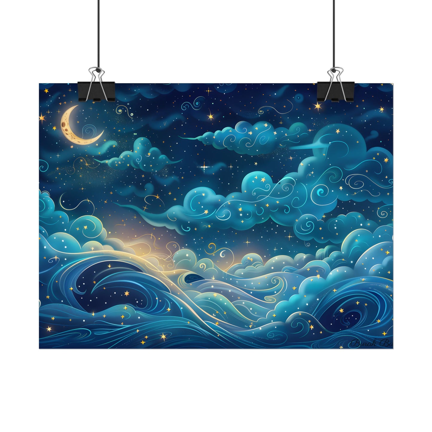 Twinkling Stellar Night Sky: Whimsical Dreamy Artwork - Poster