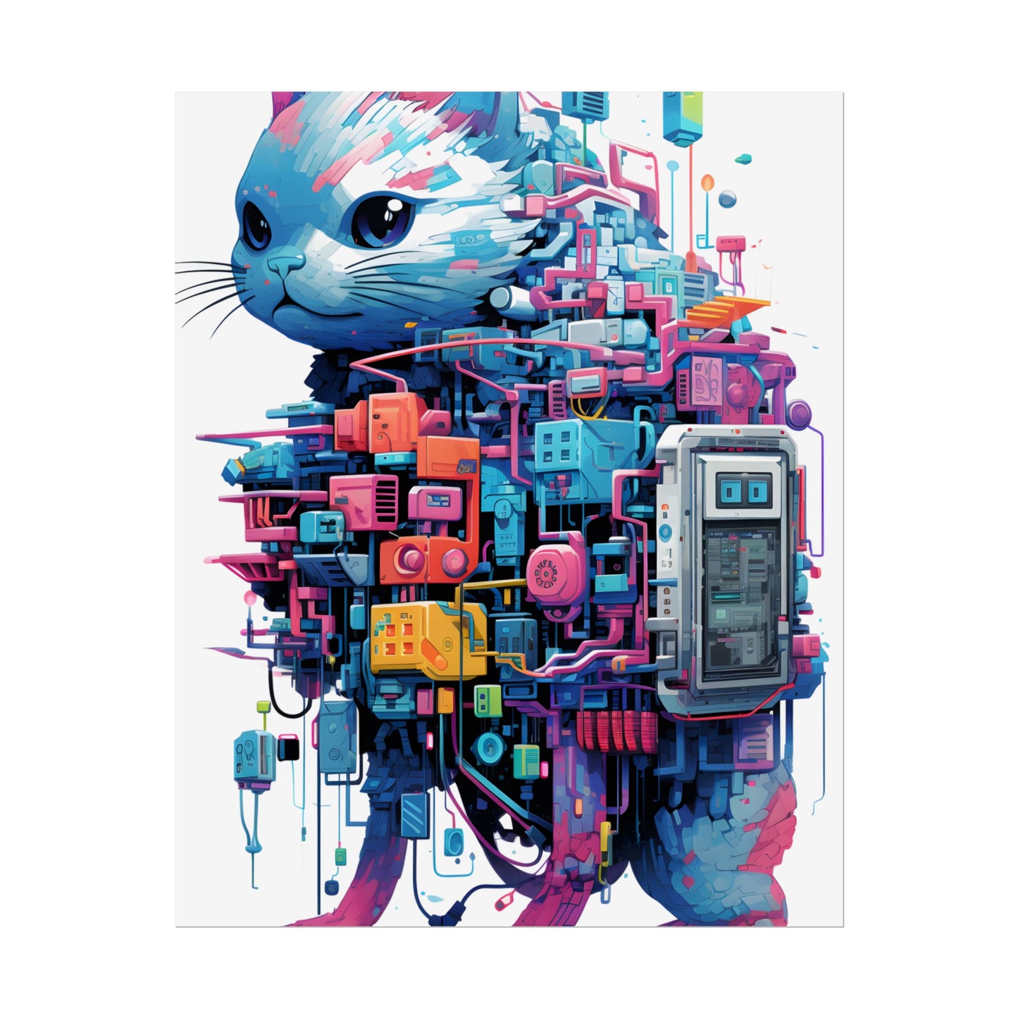 Whimsical Pixelated Cyber Pet: Retro-Style Digital Art - Poster