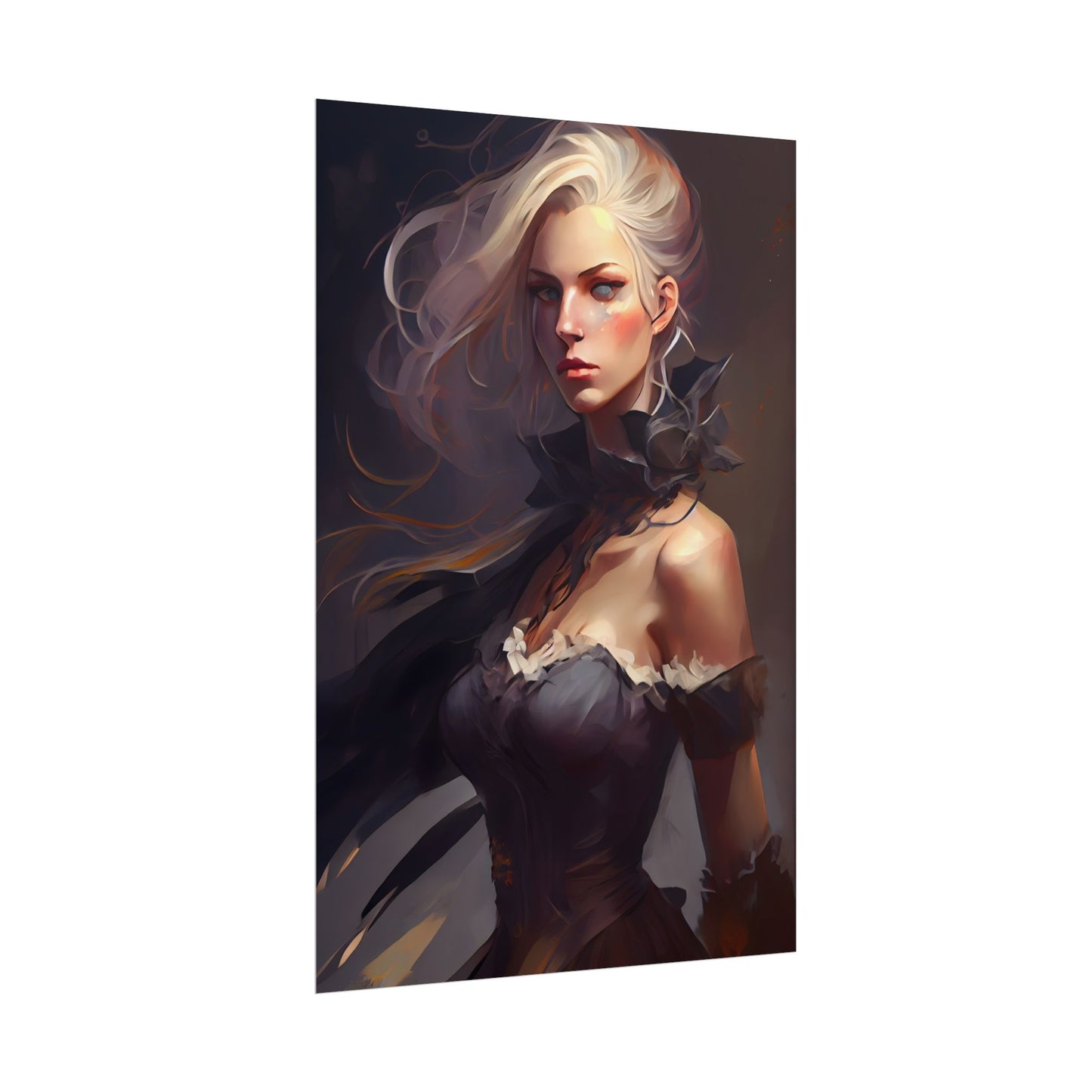Elegant Blonde Beauty: Whirling Portrait Art - Poster