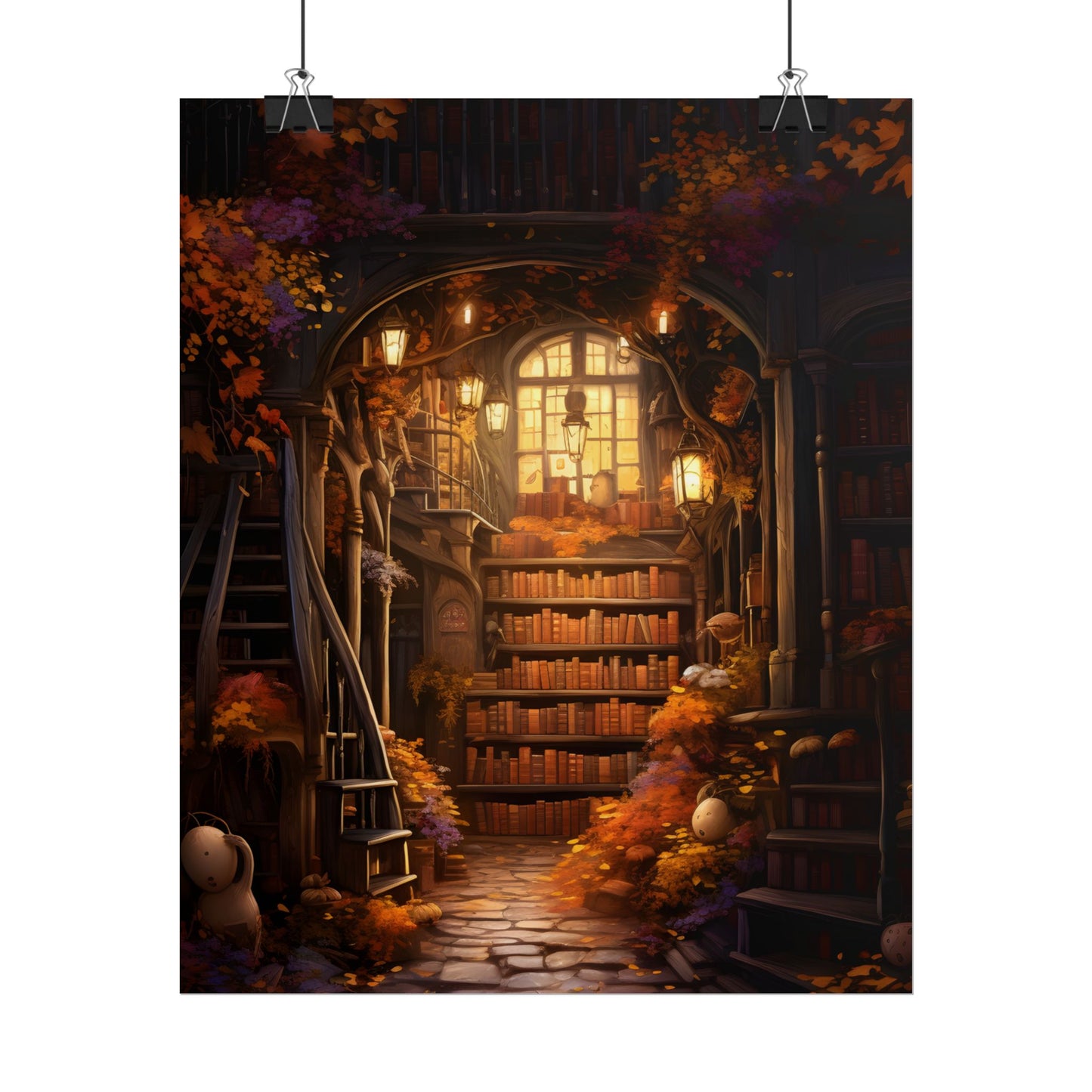 Whimsical Magical Bookshop: Enchanting Artwork in a Hidden Corner - Poster