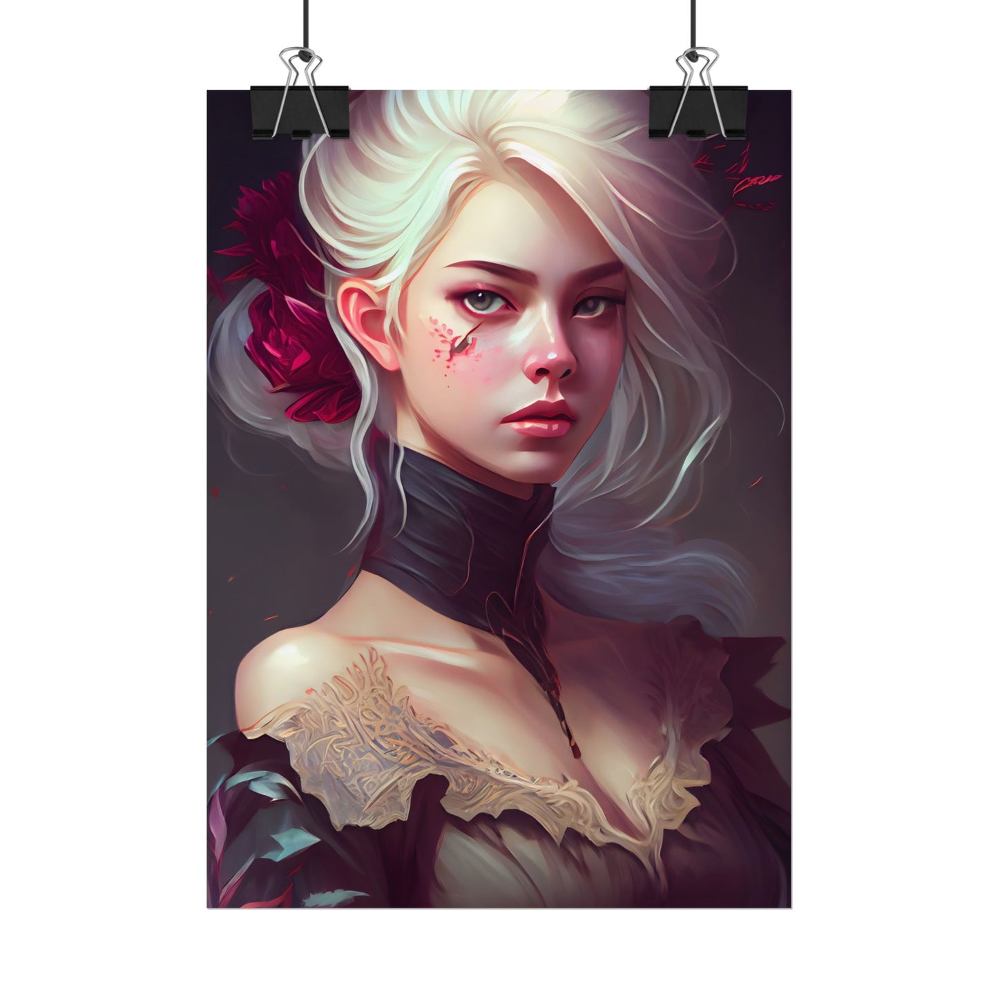 Blonde Beauty in Nature: Realistic Portrait Art - Poster