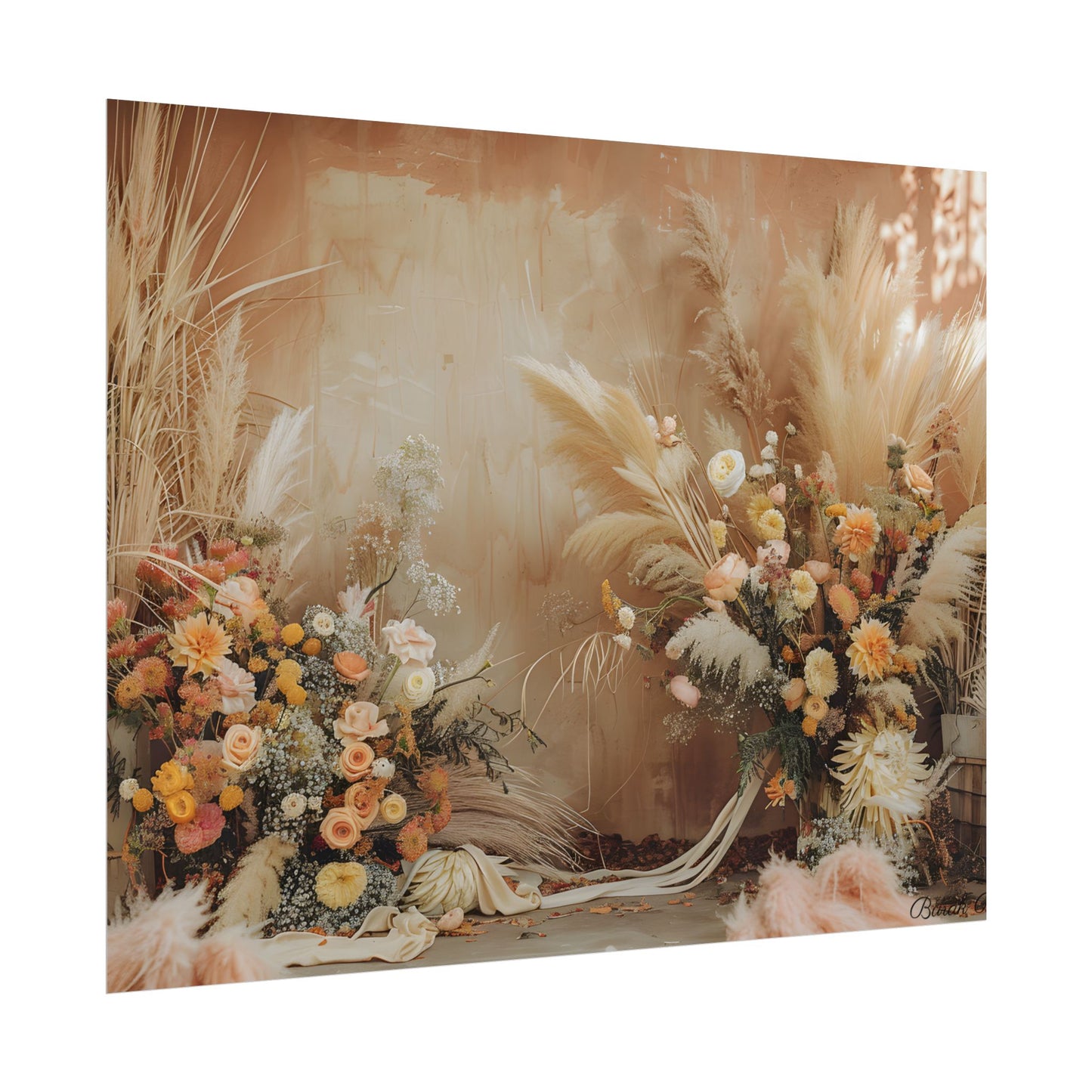 Whimsical Floral Pampas Find: Explore Calming Artwork - Poster
