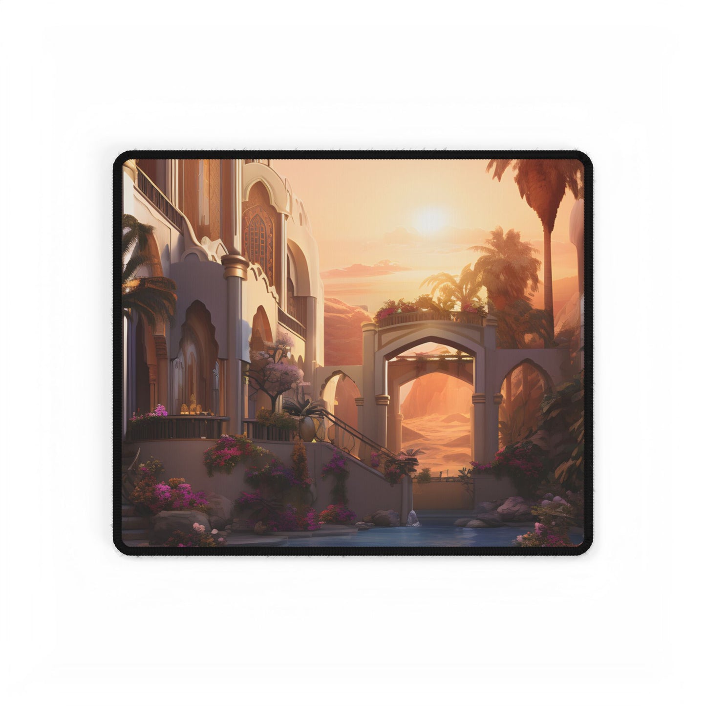 Desert Oasis Serenity: Arabian Nights-Inspired Artwork - Desk Mat