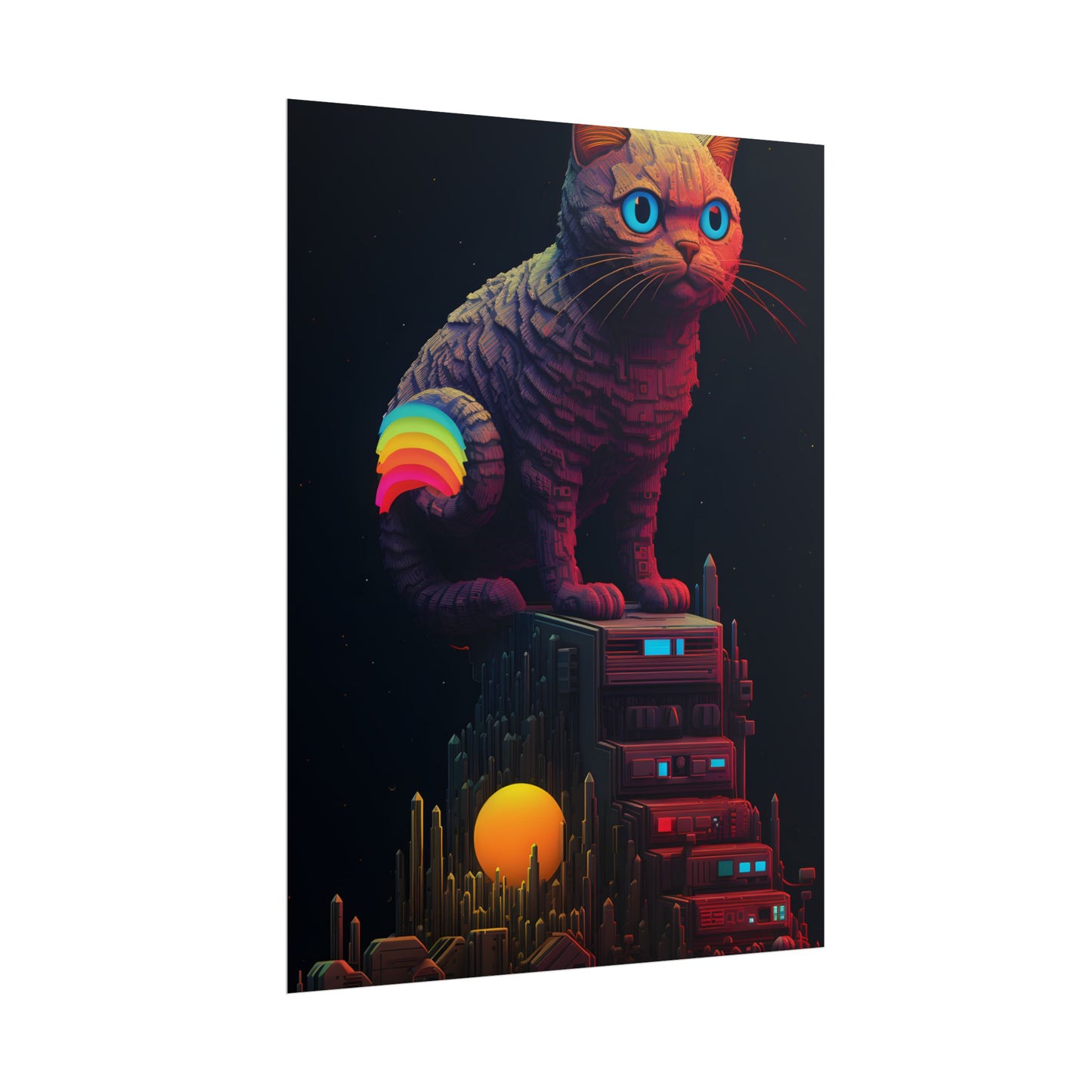 Pixelated Cyber Pets: Futuristic Digital Art - Poster