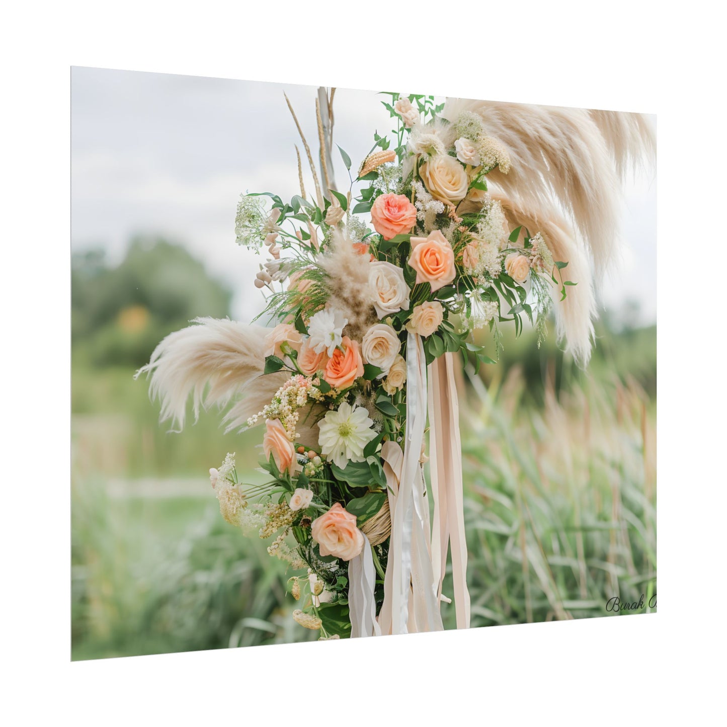 Whimsical Floral Wonders: Vibrant Pampas Garden Art - Poster
