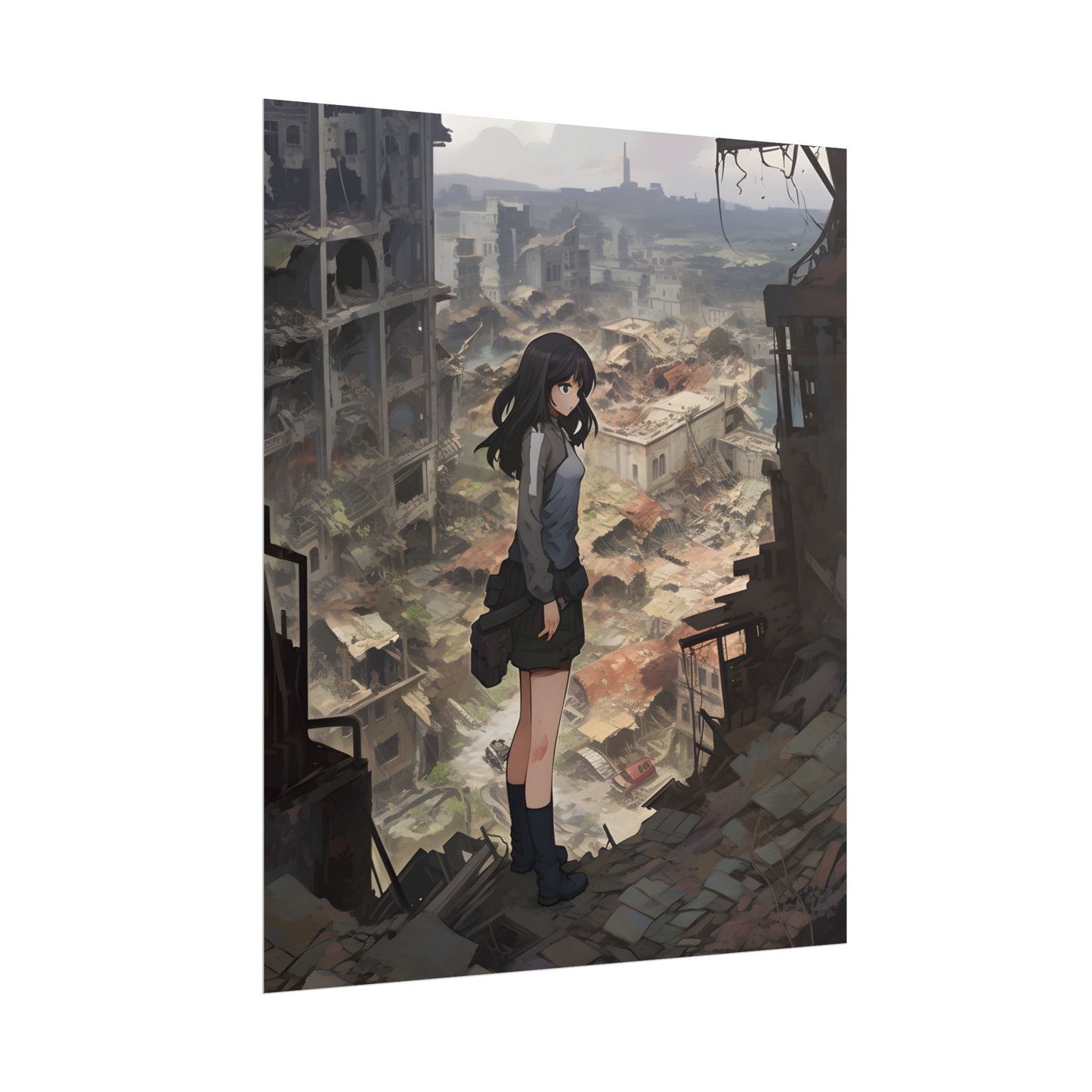 Dramatic Anime Scene: Detailed Bird's Eye View - Poster
