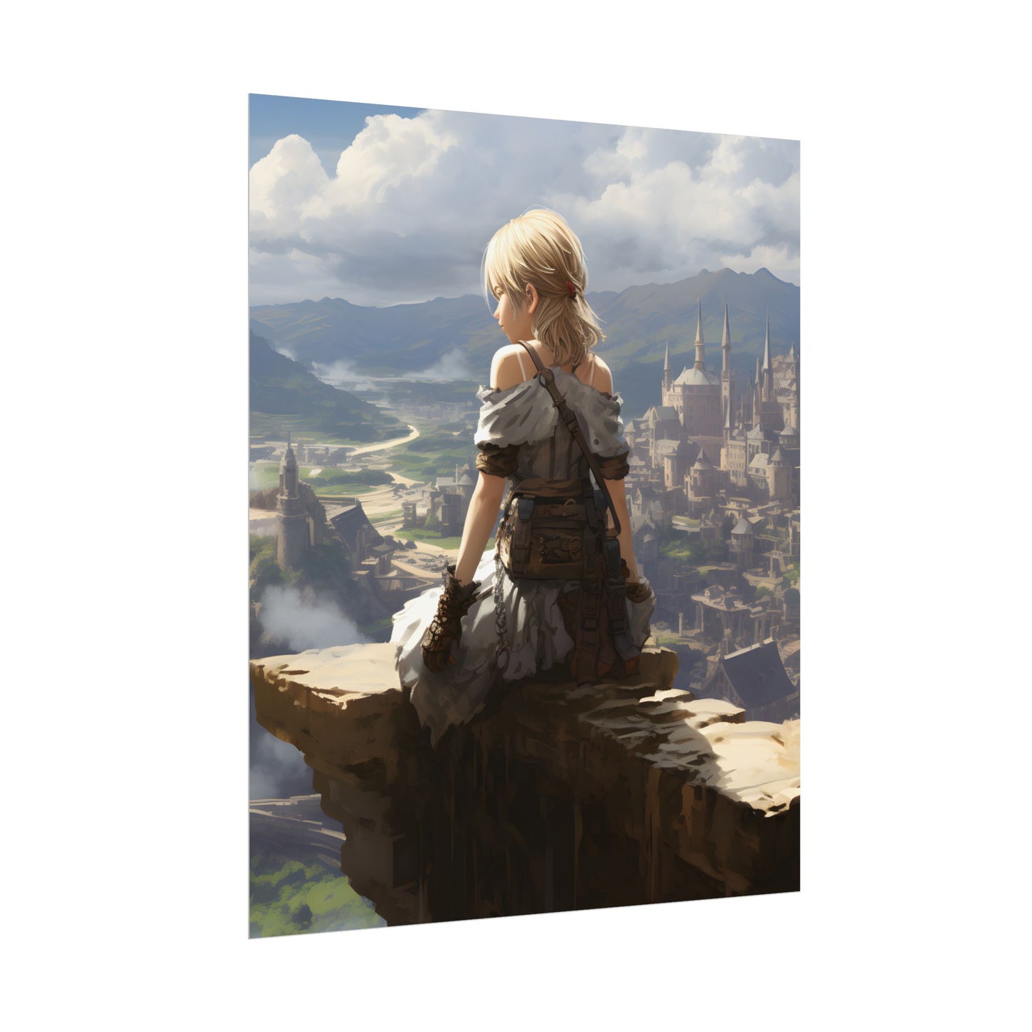 Anime Dreams: Flying Blonde Digital Artwork - Poster
