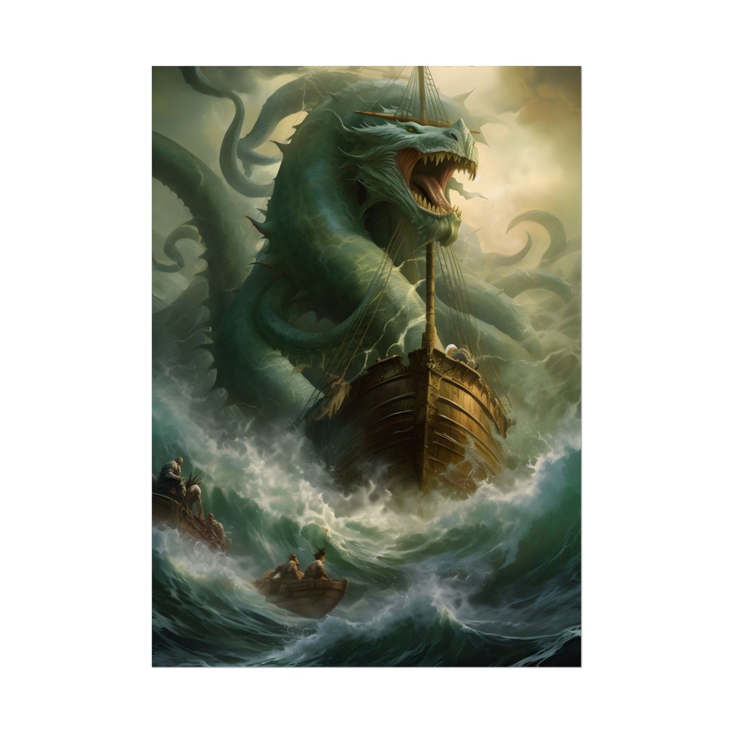 Ancient Mythical Sea Monsters: Prehistoric Marine Creature Art - Poster