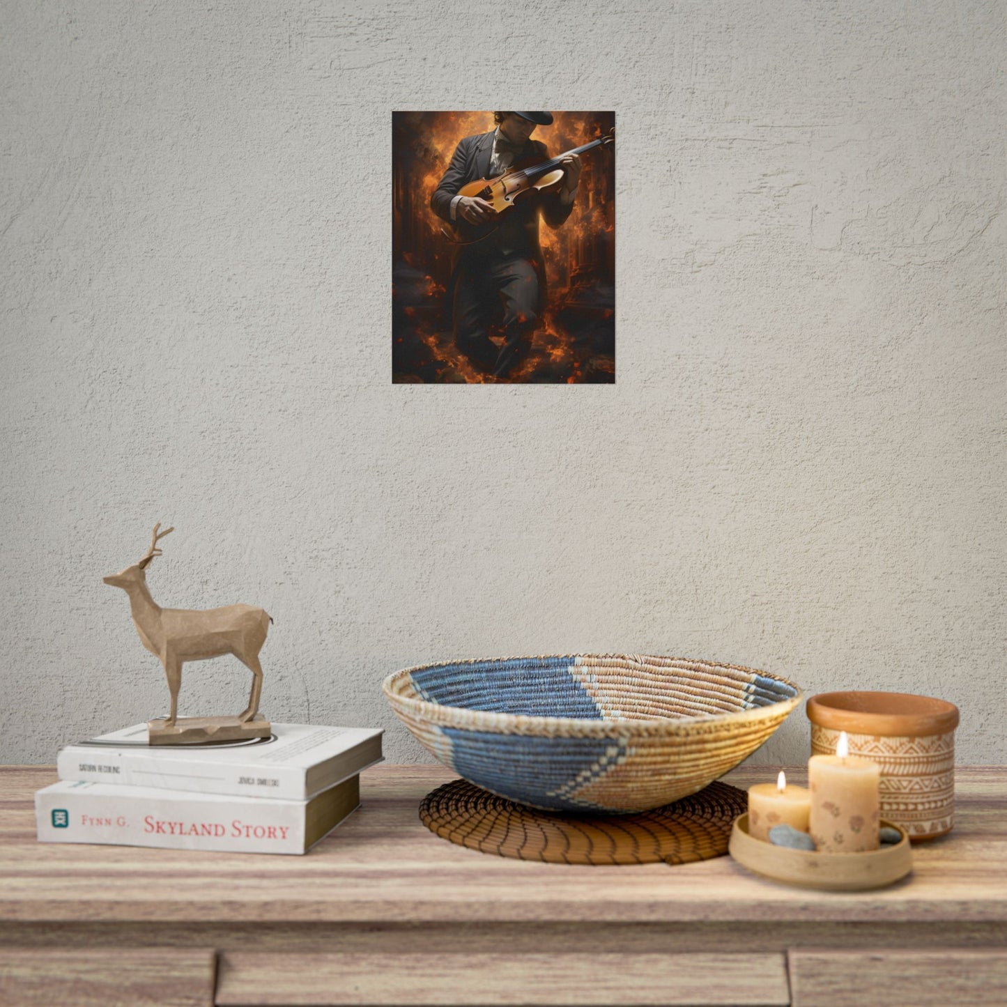 Mysterious Close-Up Portrait of a Musician Playing Instrument - Poster