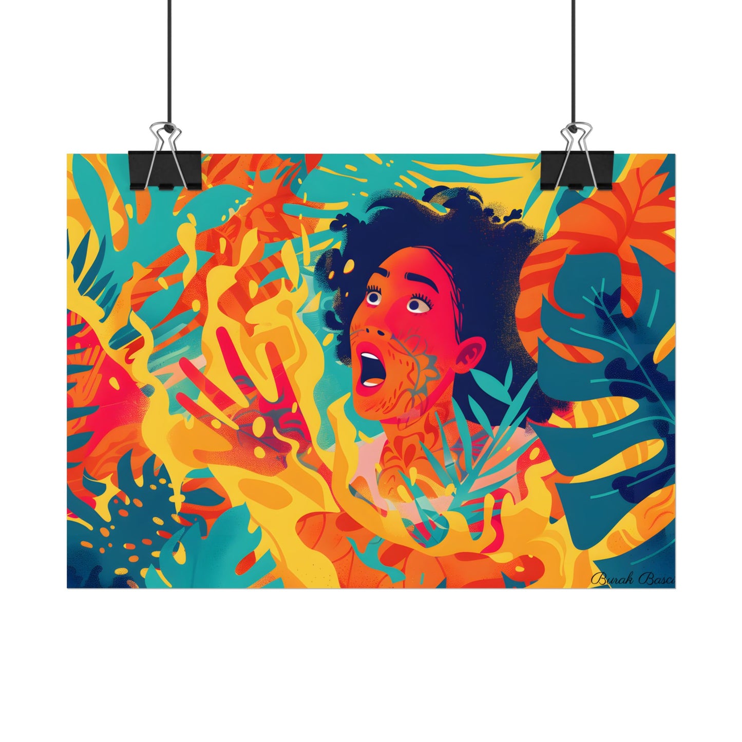 Whimsical Plant Illustration: Digital Cartoon Art - Poster