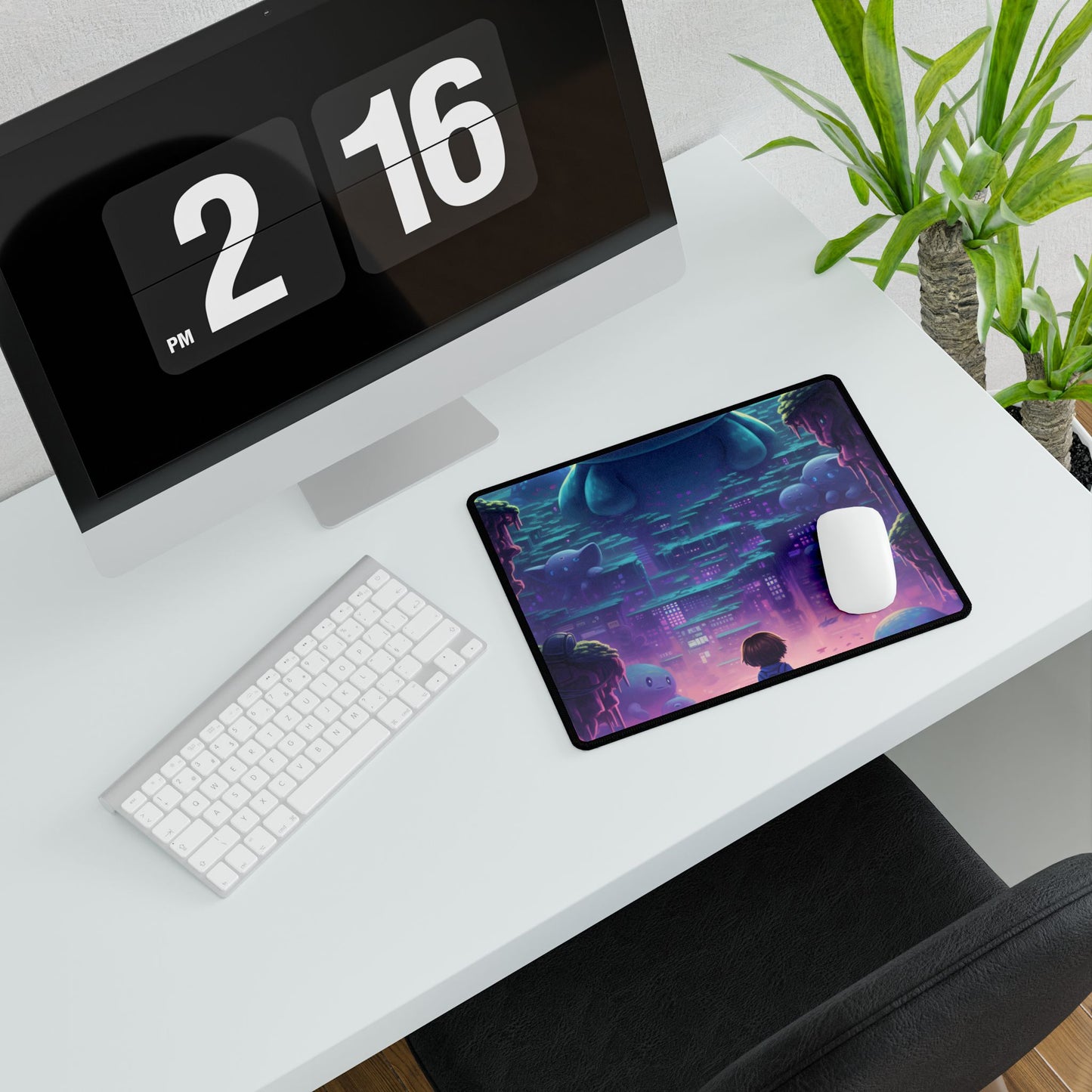 Pixelated Cyber-Pet: Digital Art in Colorful Pixels - Desk Mat