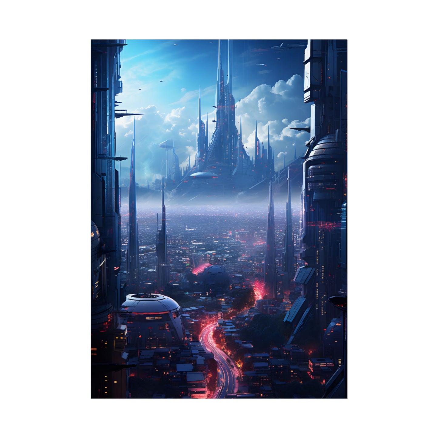 Cyberpunk Dystopia: Neon Cityscape Digital Artwork - Poster
