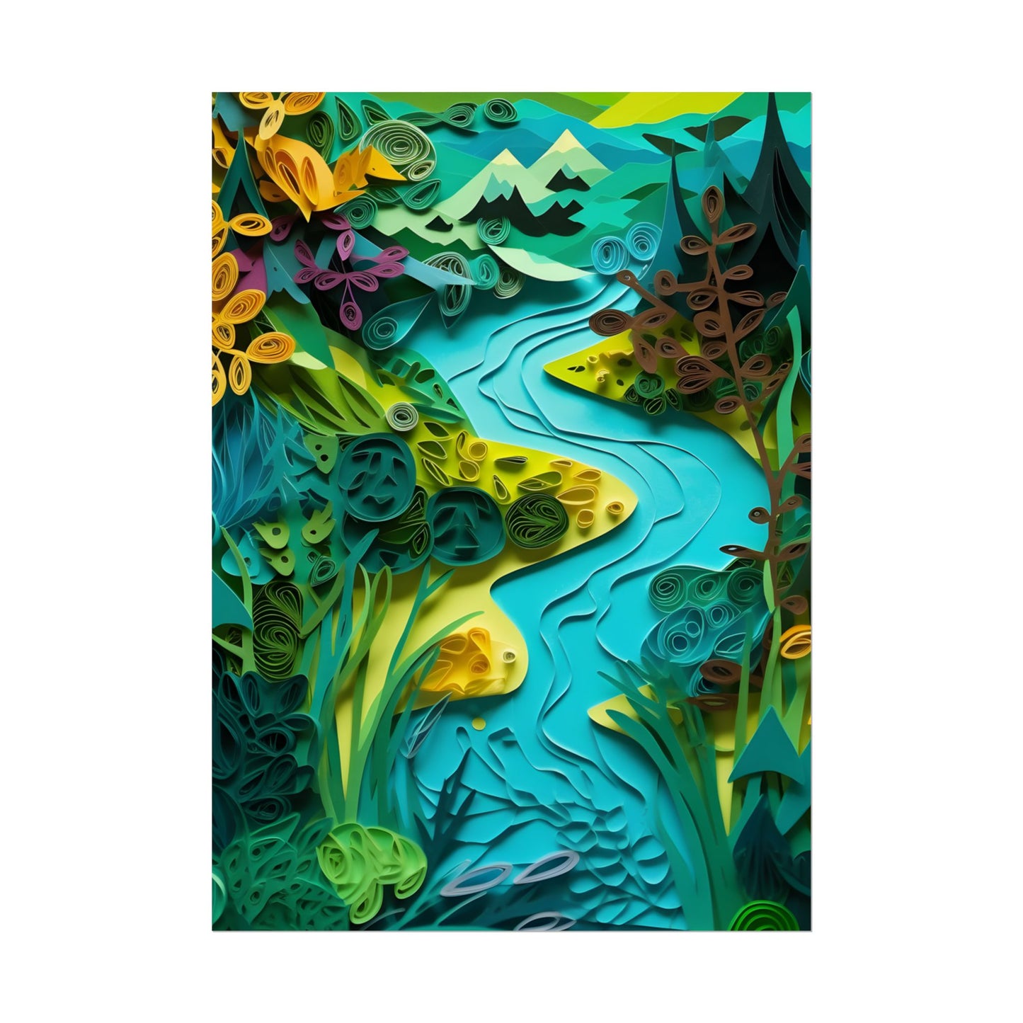 Vibrant American Landscapes: A Quilling Artwork - Poster