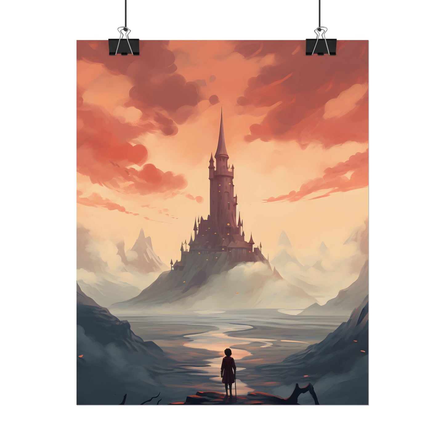 Winter Wonderland: Vibrant Snow-covered Scene with Cozy Red House - Poster
