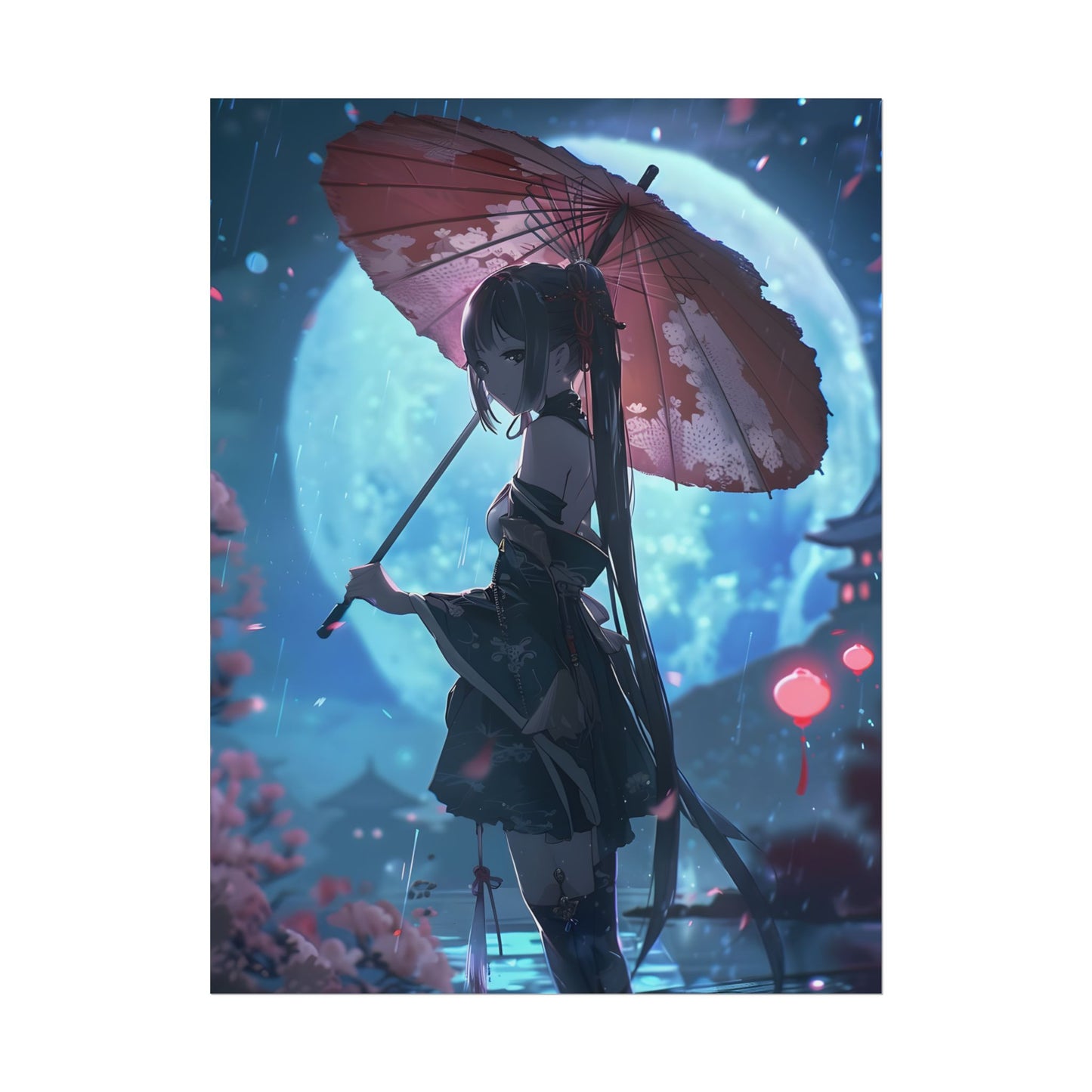 Anime Winter Girl: Gentle Snow Scene Art - Poster