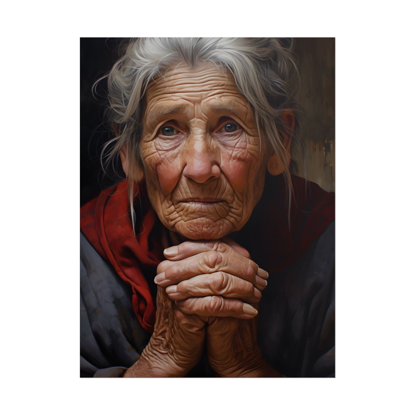 Wisdom in Age: Elderly Portrait Art - Poster