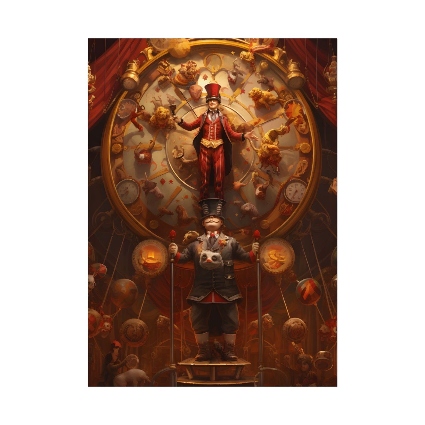 Whimsical Clockwork Circus: Magical Mechanical Art - Poster