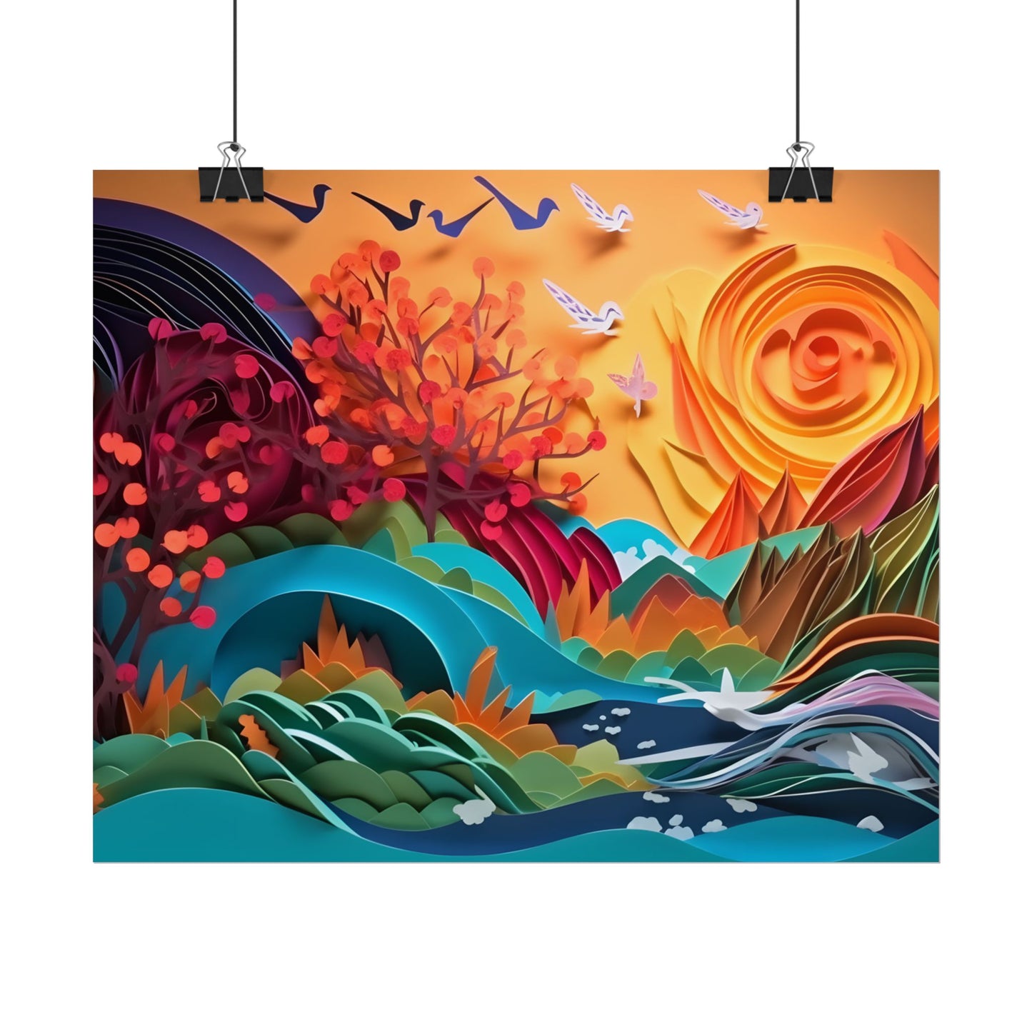 Magical Brown Flower: Quilled Paper Art - Poster