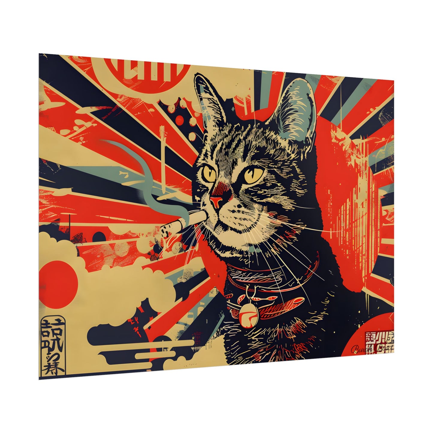 Whimsical Urban Wildlife: Cat Art in a Bolstered Setting - Poster