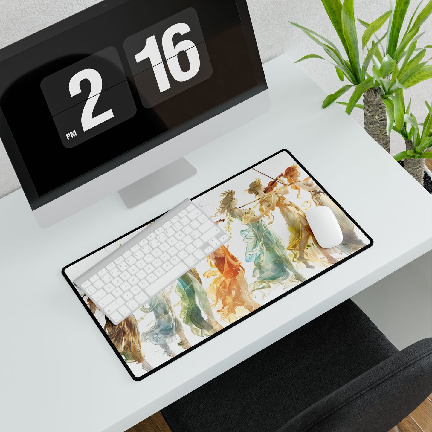 Ethereal Greek Goddesses: Serene Stylized Art - Desk Mat