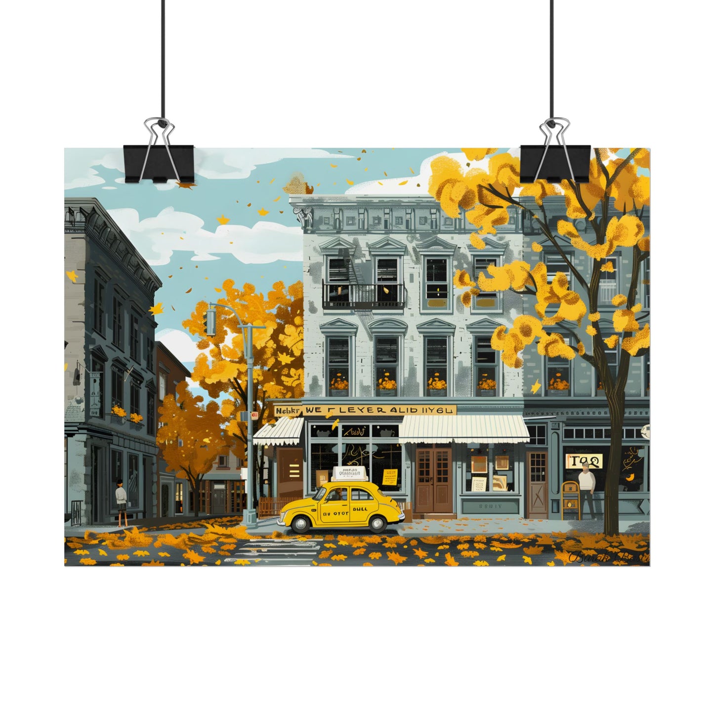 Whimsical Yellow Building: Ornate Illustration Artwork - Poster