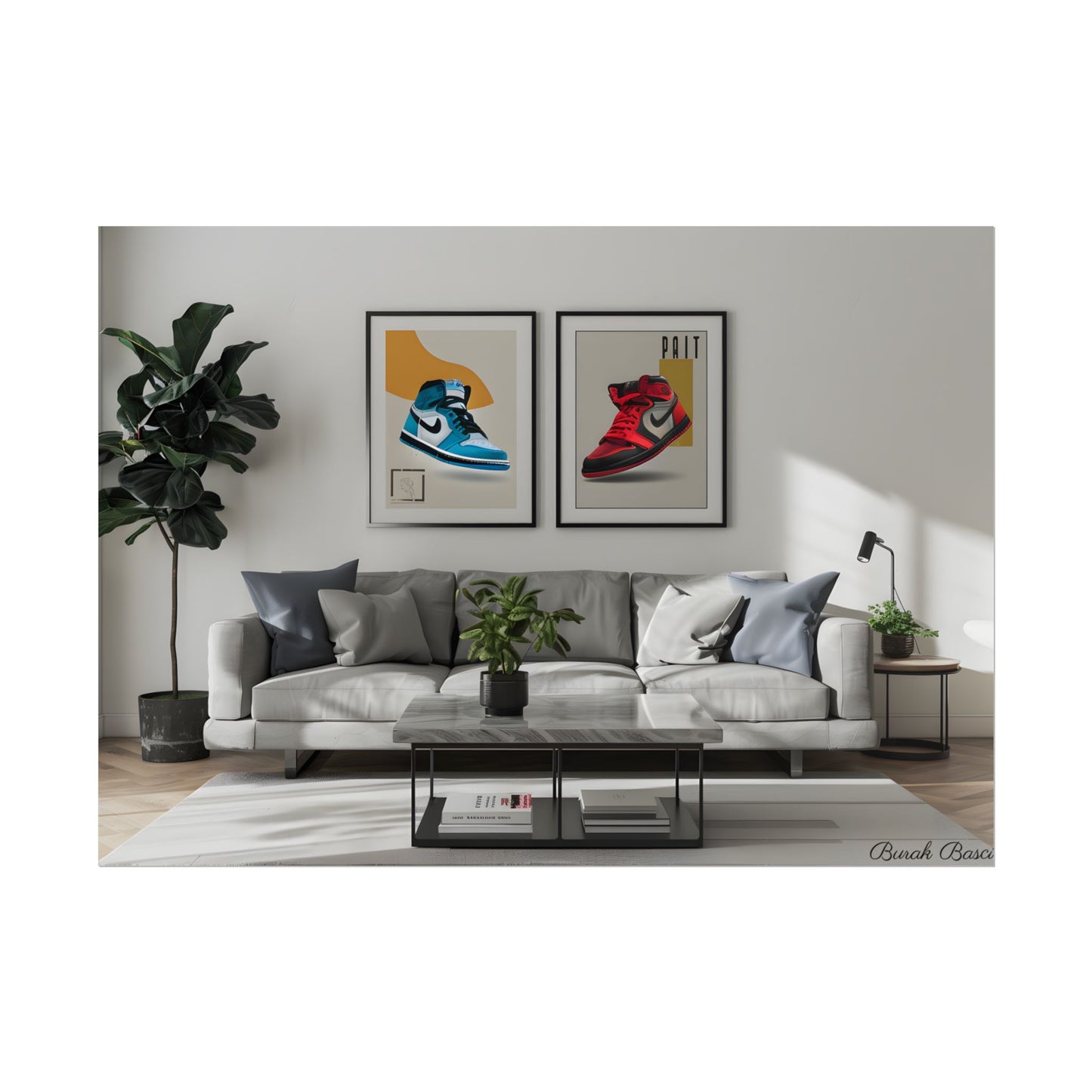 Minimalist Modern Living Room: Neutral Colors & Natural Light Art - Poster