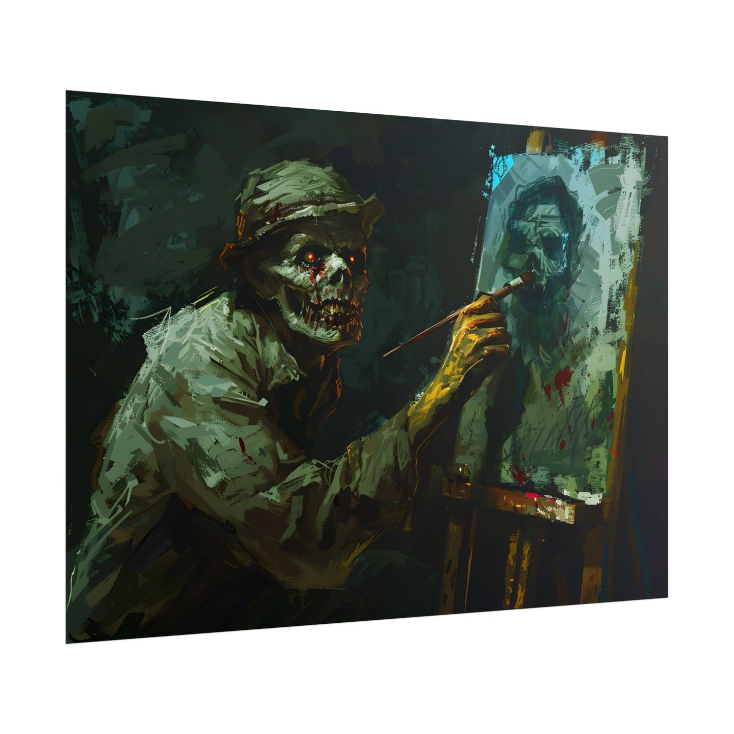 Zombie Painter in Action: Original Digital Art Piece - Poster
