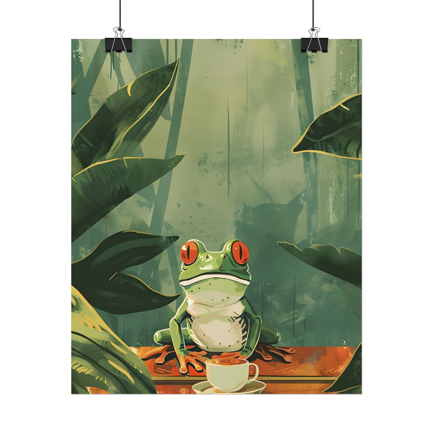 Whimsical Frog Illustration: Tree Branch Artwork - Poster