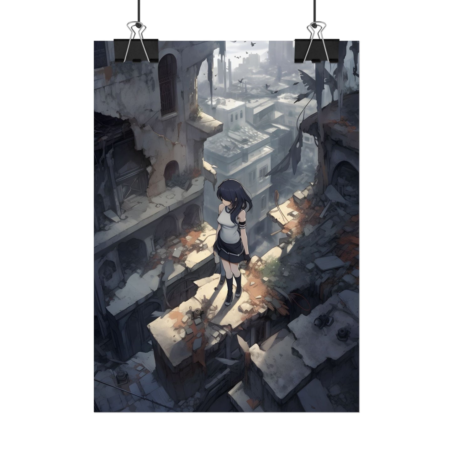 Anime Bird in Flight: Delicate Details in Mid-Air - Poster