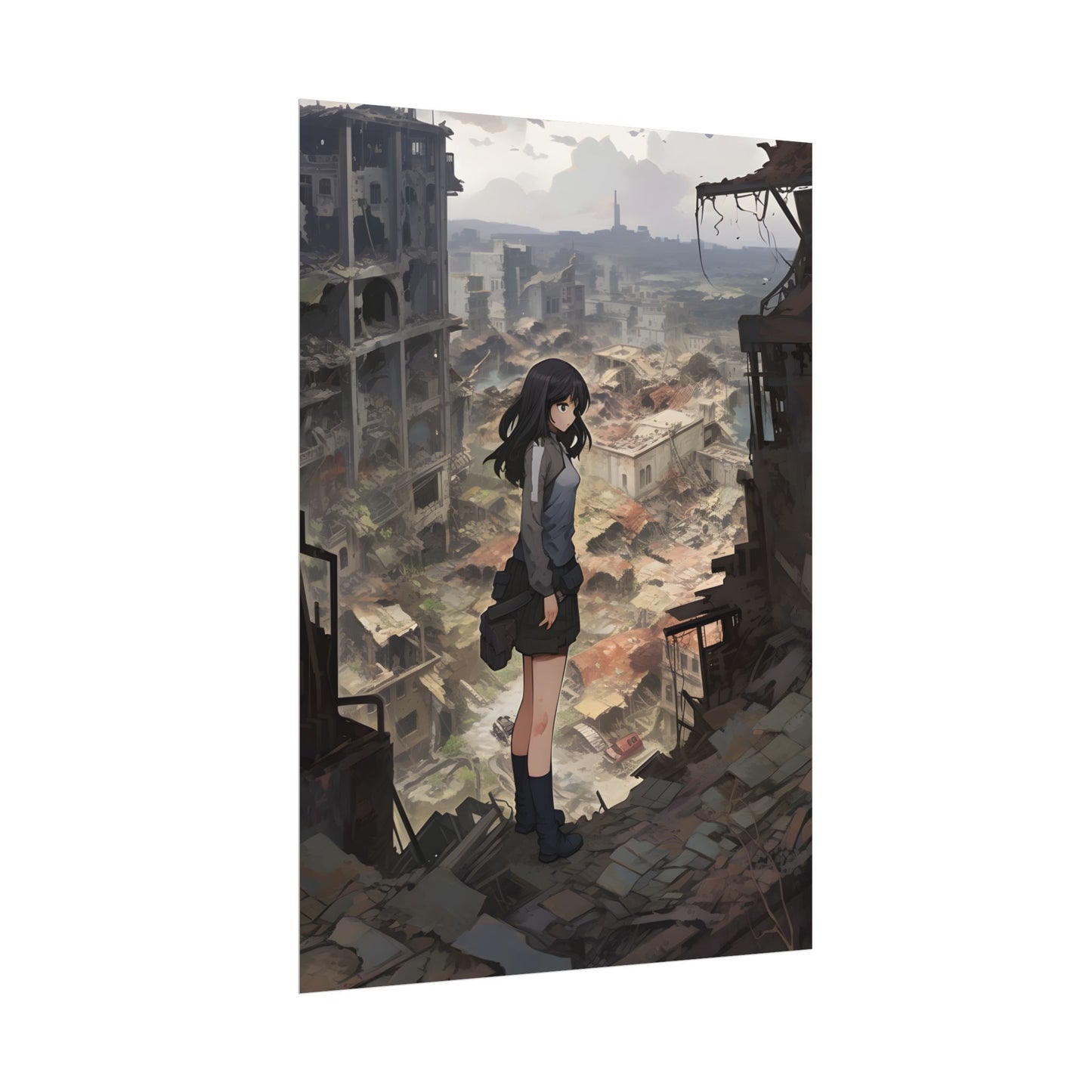 Dramatic Anime Scene: Detailed Bird's Eye View - Poster