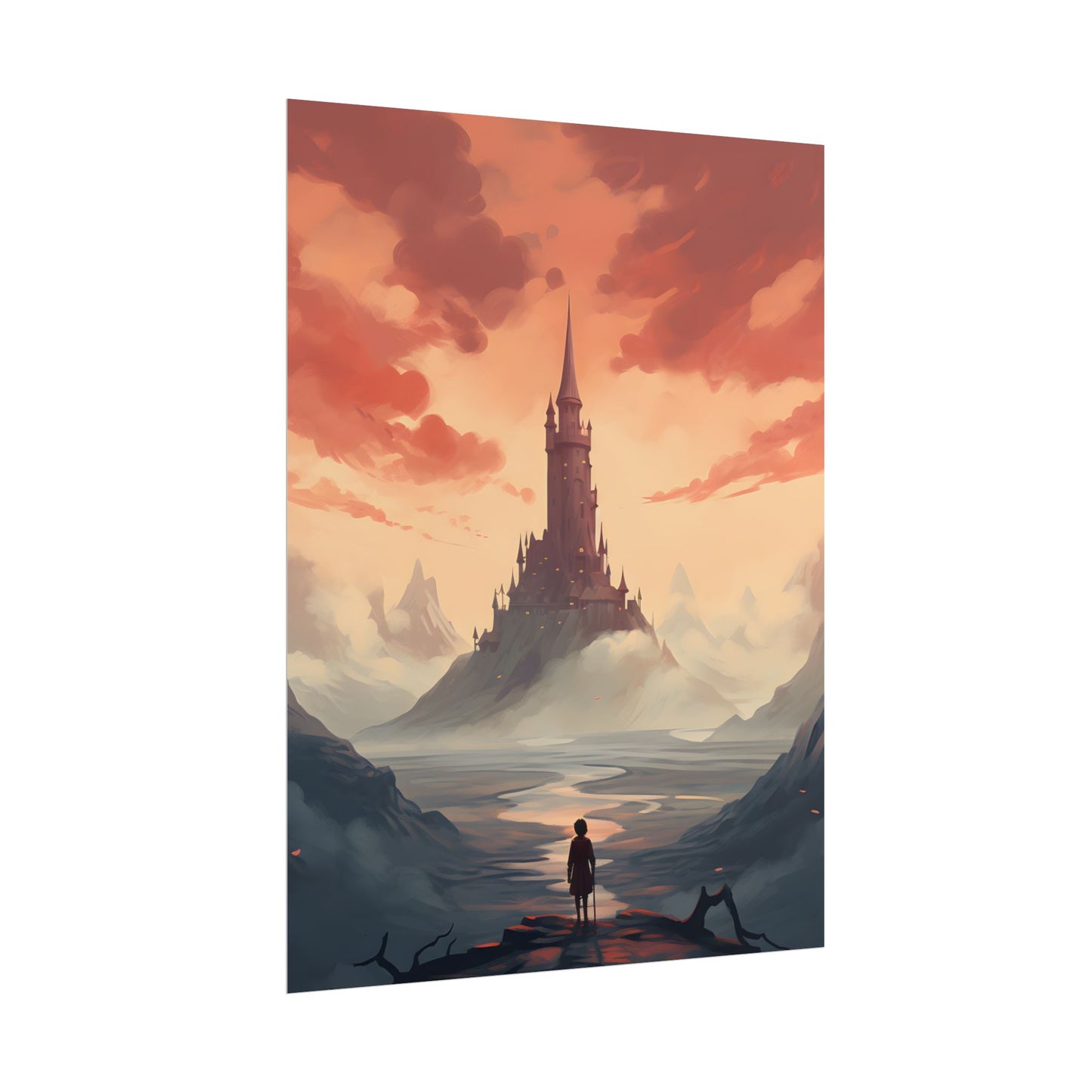 Winter Wonderland: Vibrant Snow-covered Scene with Cozy Red House - Poster