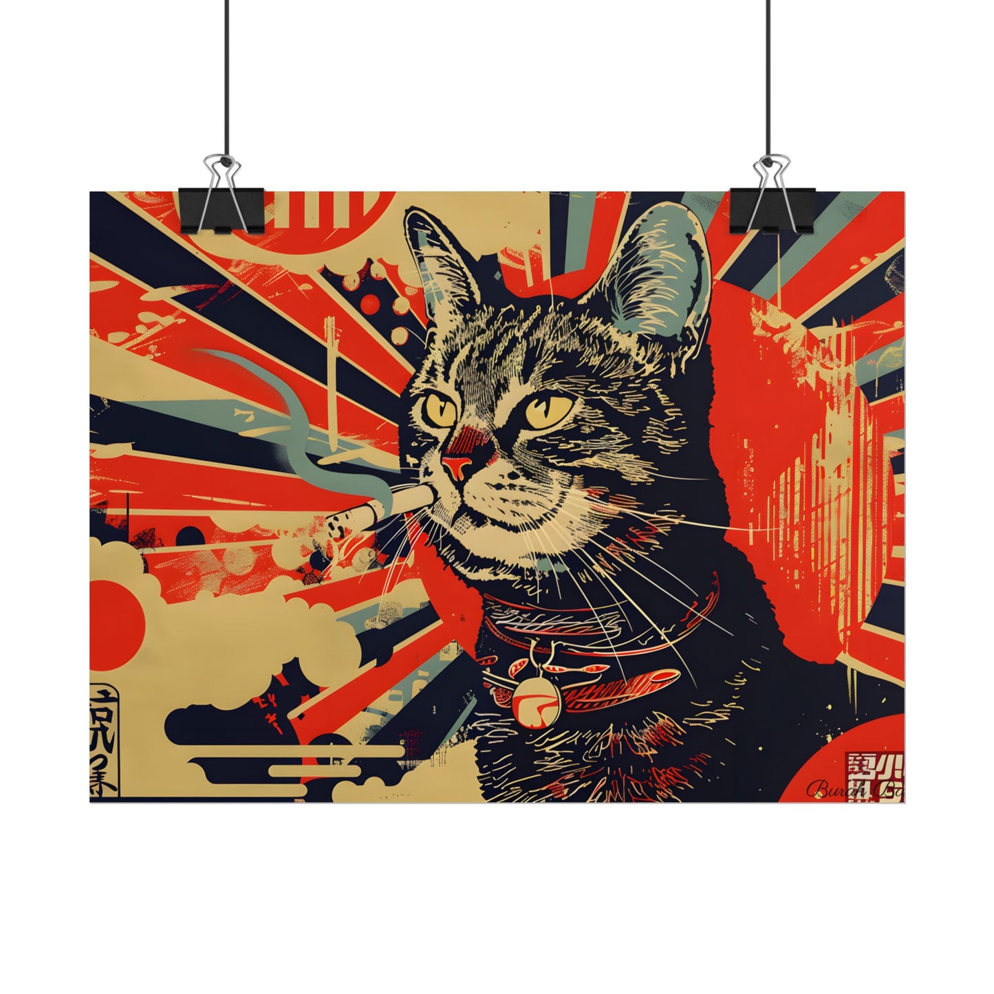 Whimsical Urban Wildlife: Cat Art in a Bolstered Setting - Poster