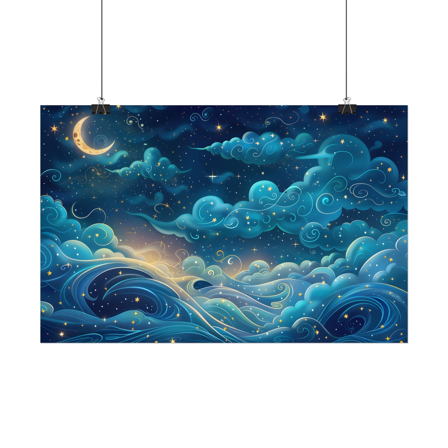 Twinkling Stellar Night Sky: Whimsical Dreamy Artwork - Poster