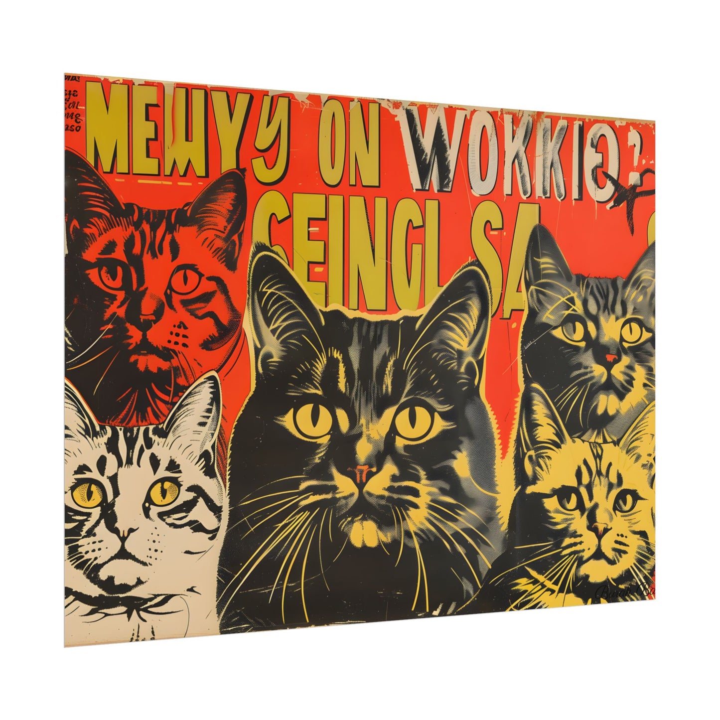 Whisked Away: A Soviet-Inspired Poster Featuring Multiple Feline Friends - Poster