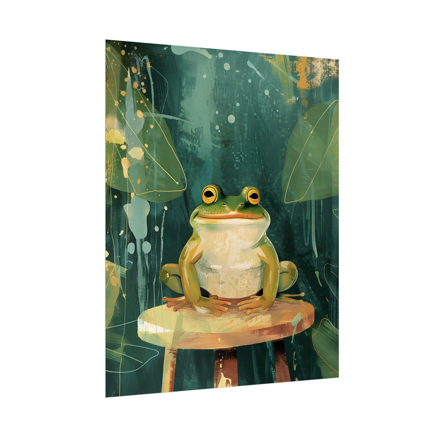 Whimsical Frog Cartoon: Colorful Ta Illustration - Poster