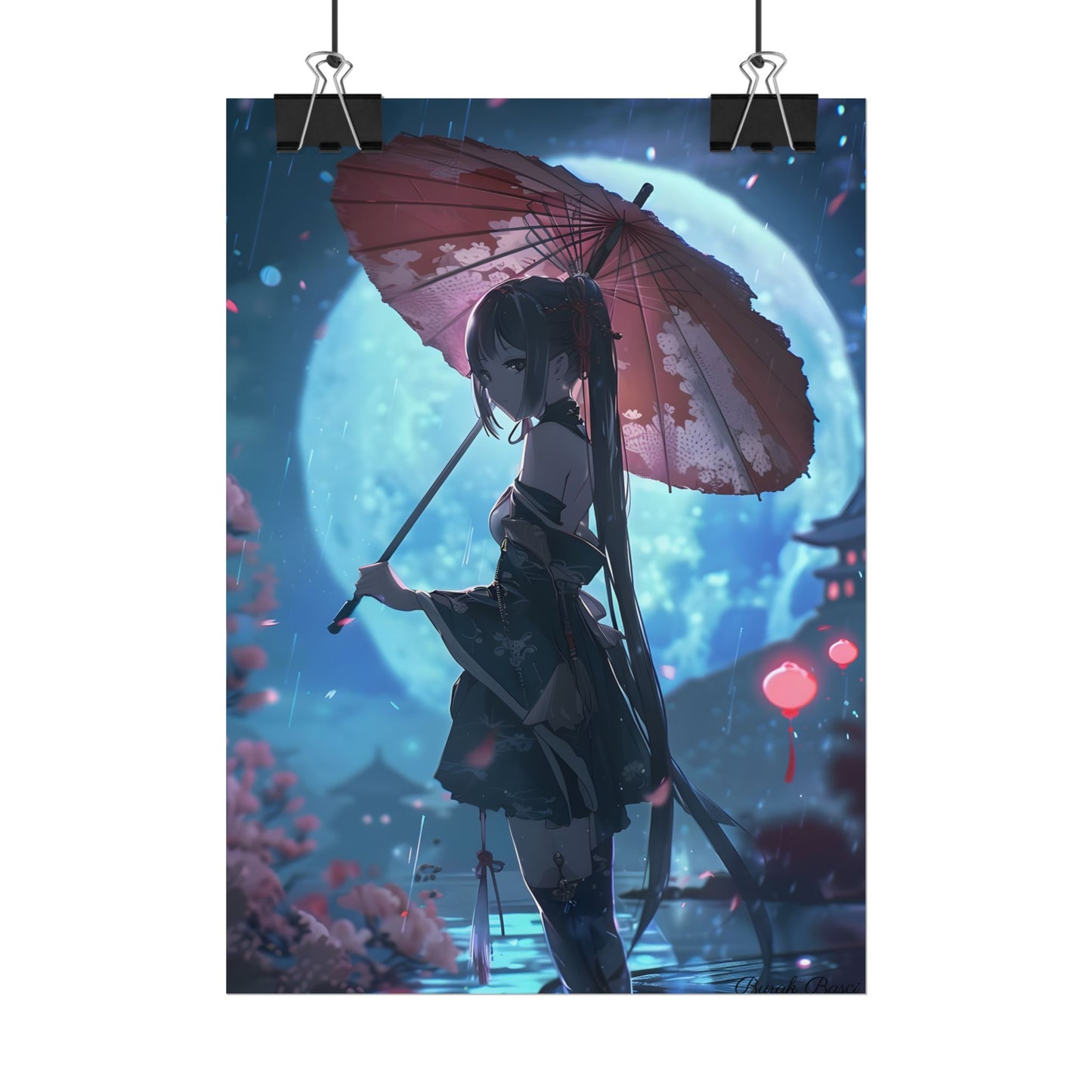 Anime Winter Girl: Gentle Snow Scene Art - Poster