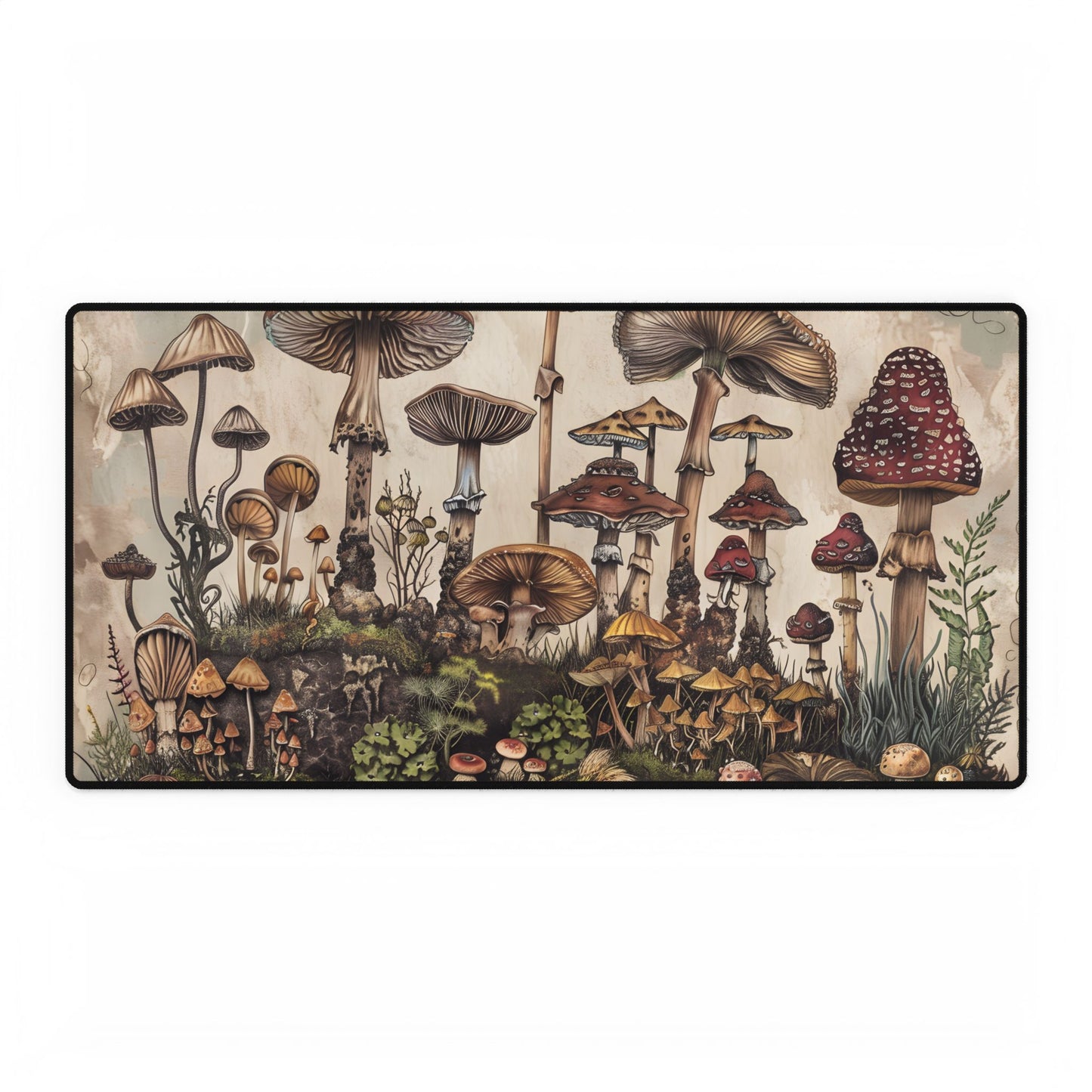 Vintage Mushroom Illustrations: A Collection of Unique Fungi - Desk Mat