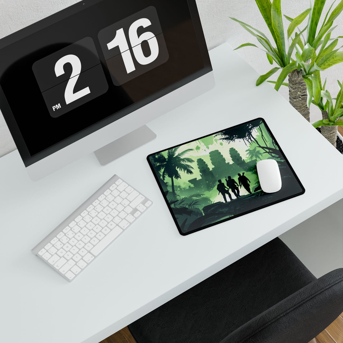 Young Adventurer: Minimalist Digital Portrait - Desk Mat