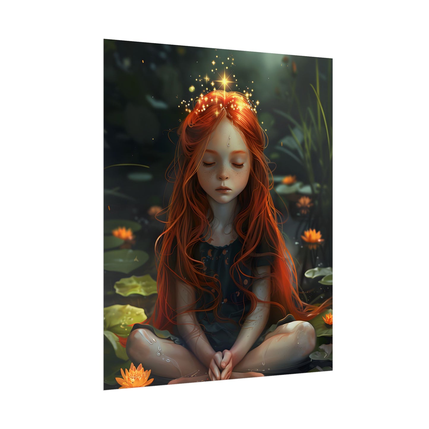 Vibrant Young Girl: Sparkling Red Hair Artwork - Poster